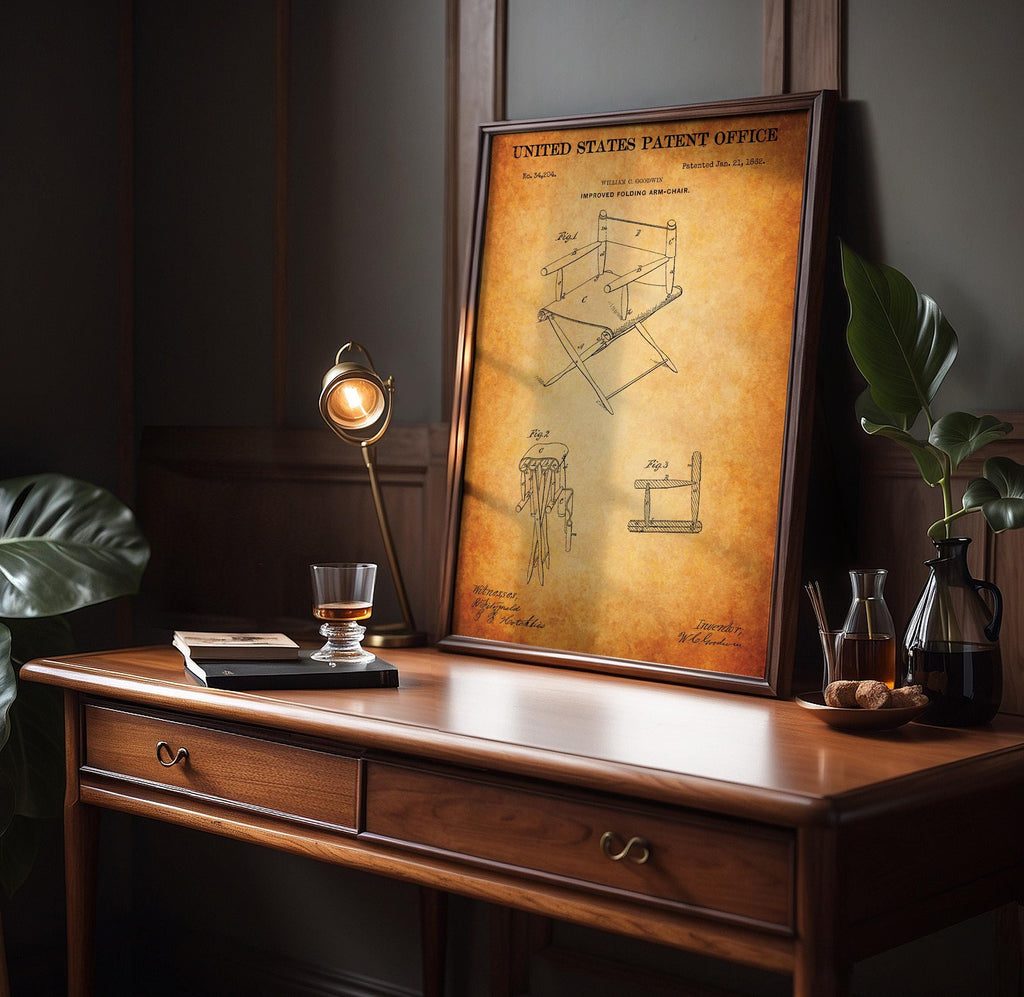 Director's Chair Patent Poster - Vintage Film Wall Art, Movie Decor, Gift for Filmmakers, movie lovers artwork, cinema print [US34204]