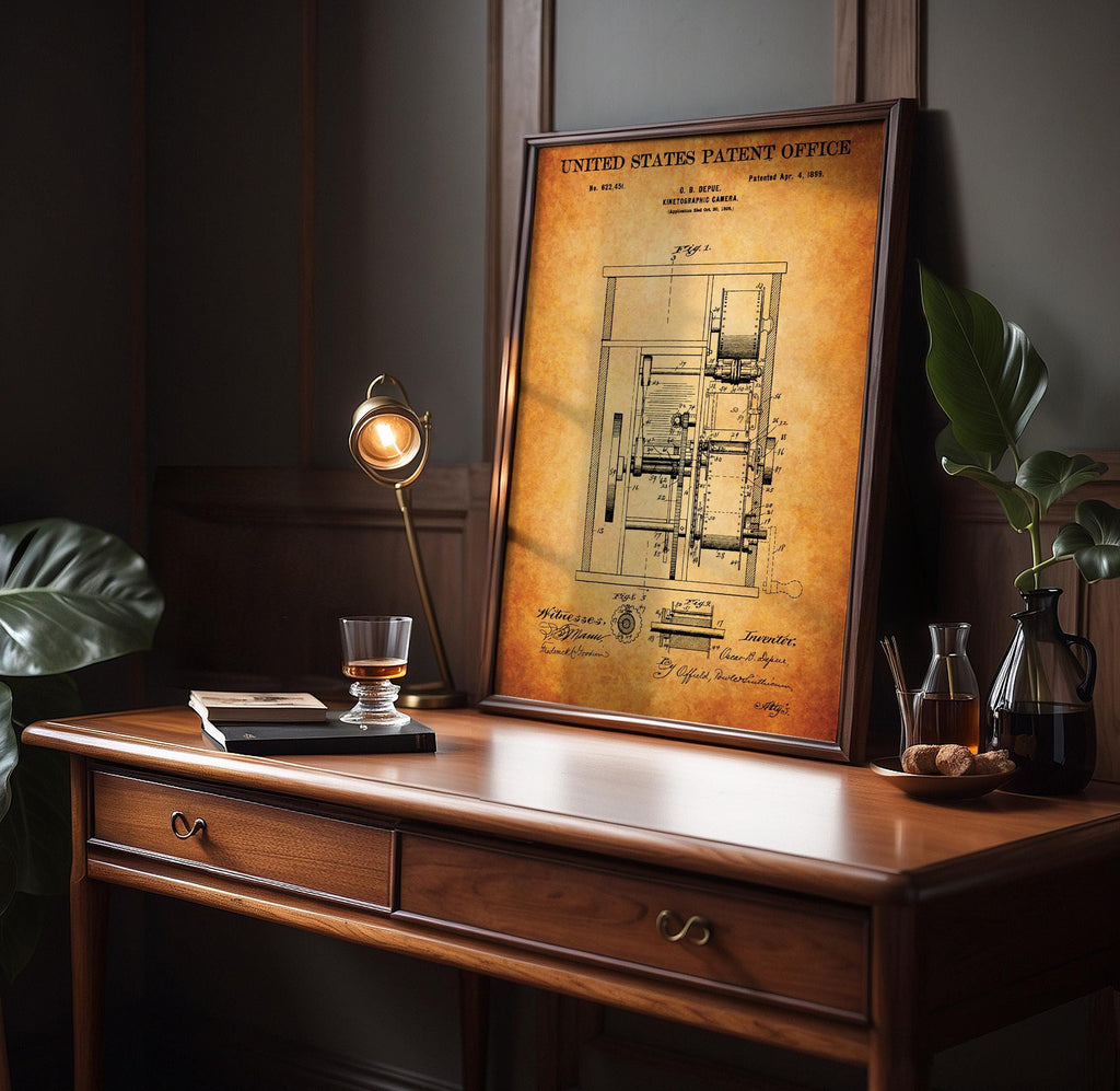 Kinetographic Camera (Depue) Patent Poster - Vintage Film Equipment Print, Movie History Wall Art for Collectors, cinema decor (US622451)