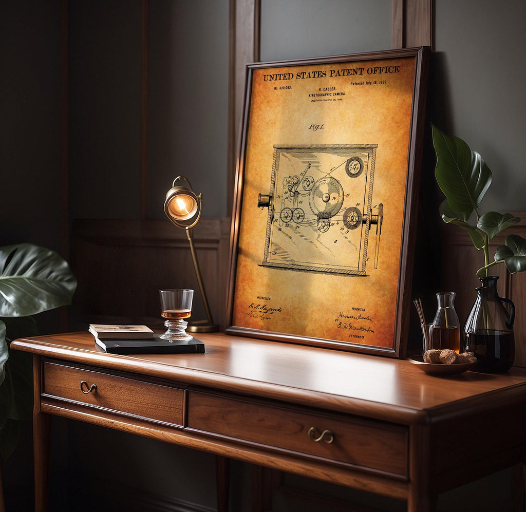 Kinetographic Camera (Casler) Patent Poster - Vintage Film Equipment Art, Movie History Wall Decor, cinema print (US629063)