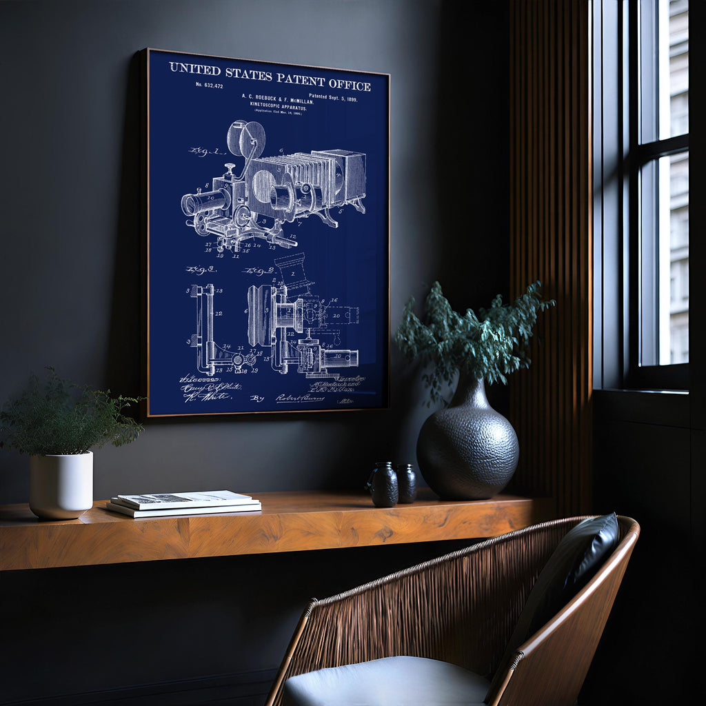 Kinetoscopic Apparatus Patent Poster - Vintage Invention Art, Cinema History Decor, Gift for Film Buffs, motion picture print [US632472]