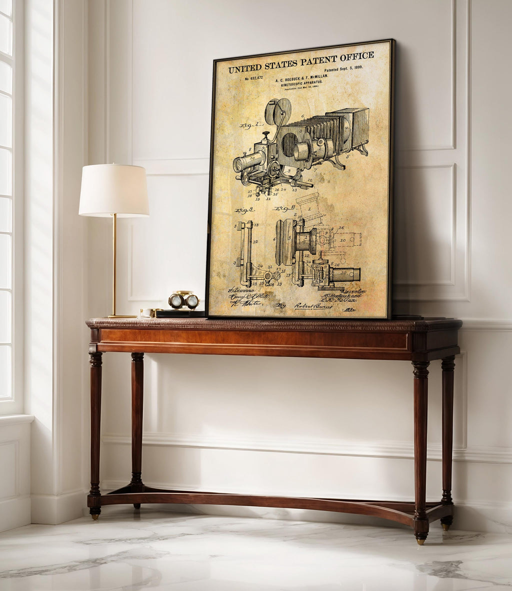 Kinetoscopic Apparatus Patent Poster - Vintage Invention Art, Cinema History Decor, Gift for Film Buffs, motion picture print [US632472]
