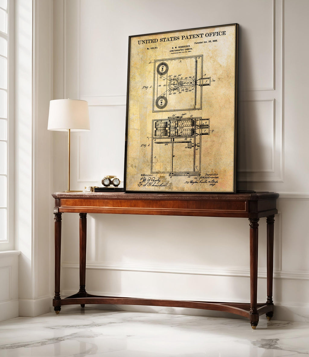 Kinetographic Camera (Shroeder) Patent Poster - Vintage Cinema Wall Art, Film Lover’s Home Decor, movie print [US642163]