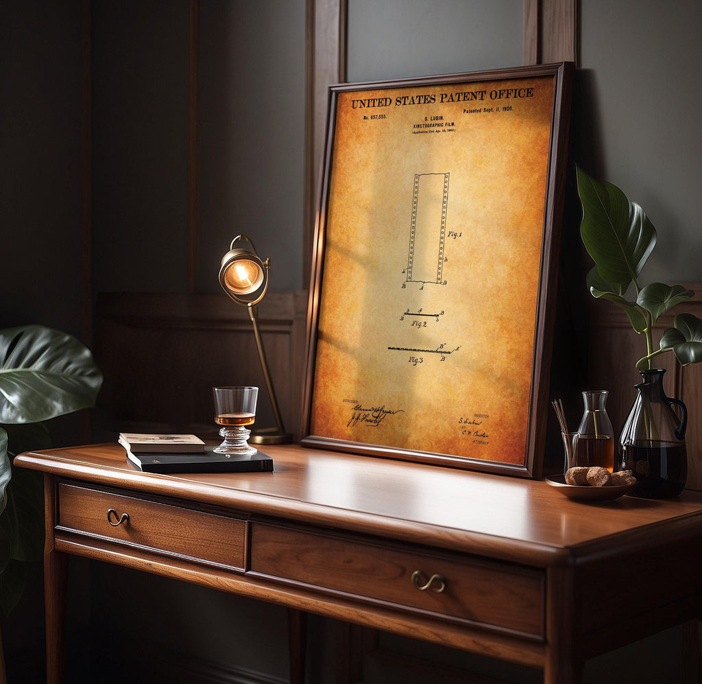 Kinetographic film Patent poster - cinema room wall art, movie room decor, film lover gift, vintage cinema artwork, vintage art [US657555]