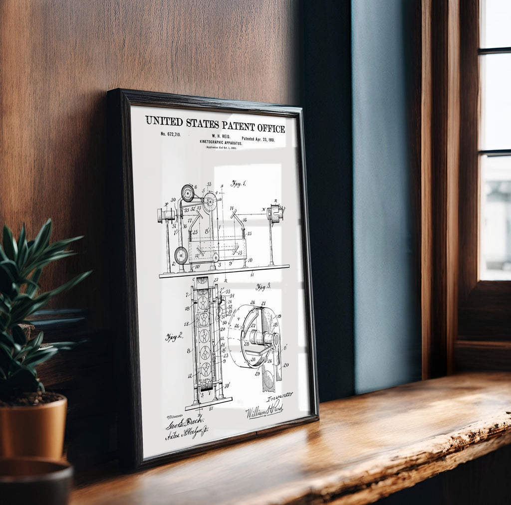 Kinetographic Apparatus (Reid) Patent Poster - Vintage Cinema Wall Art, Movie History Decor, Perfect Gift for Film Lovers (US672710)