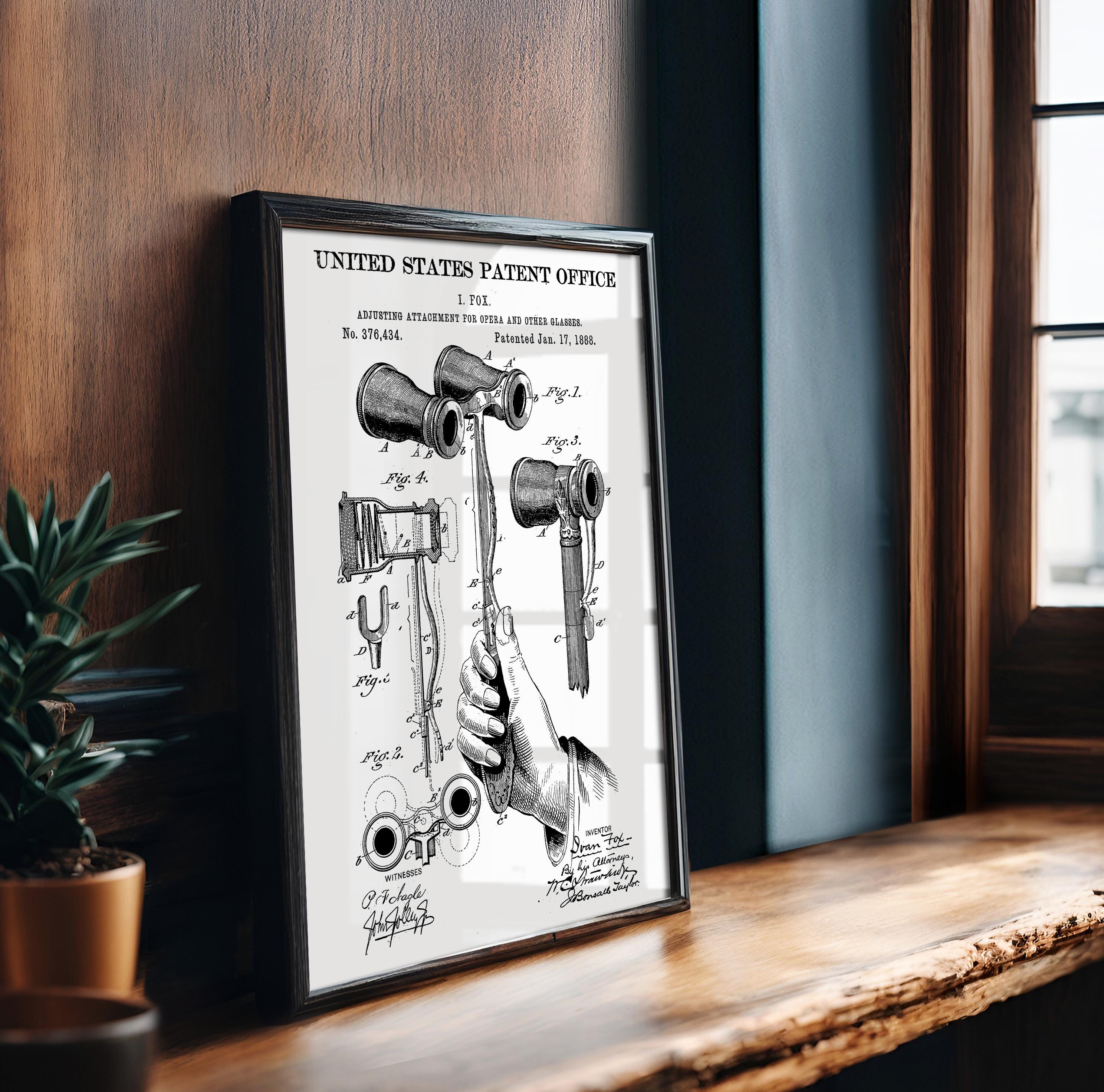 Opera Glasses Patent Poster - Vintage Wall Art, Perfect Gift for Art and Film Lovers, movie room decor, historical print [US376434]