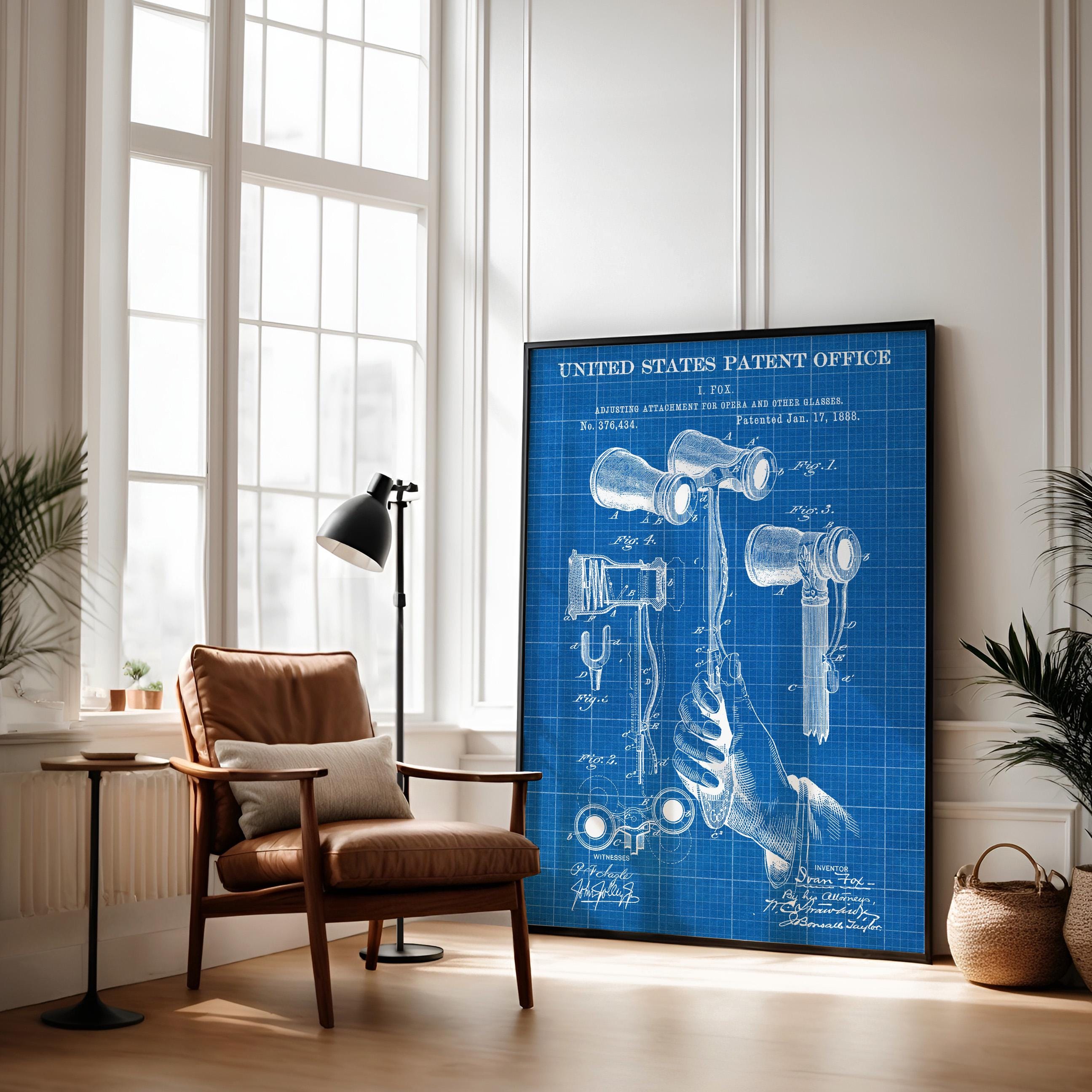 Opera Glasses Patent Poster - Vintage Wall Art, Perfect Gift for Art and Film Lovers, movie room decor, historical print [US376434]