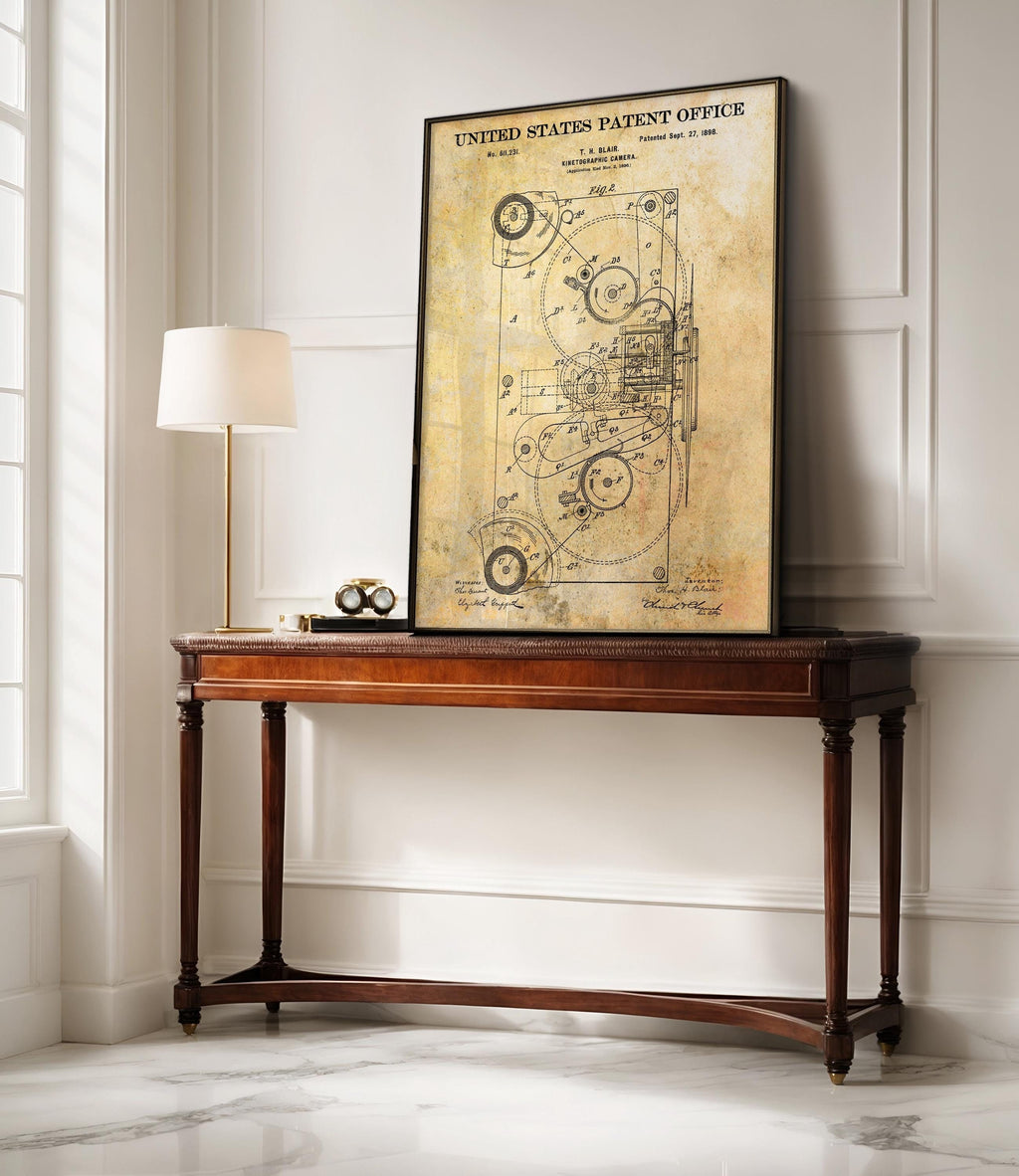 Kinetographic Camera (Blair) Patent Poster - Historic Cinema Wall Art, Perfect Gift for Movie Enthusiasts, vintage film print (US611231)