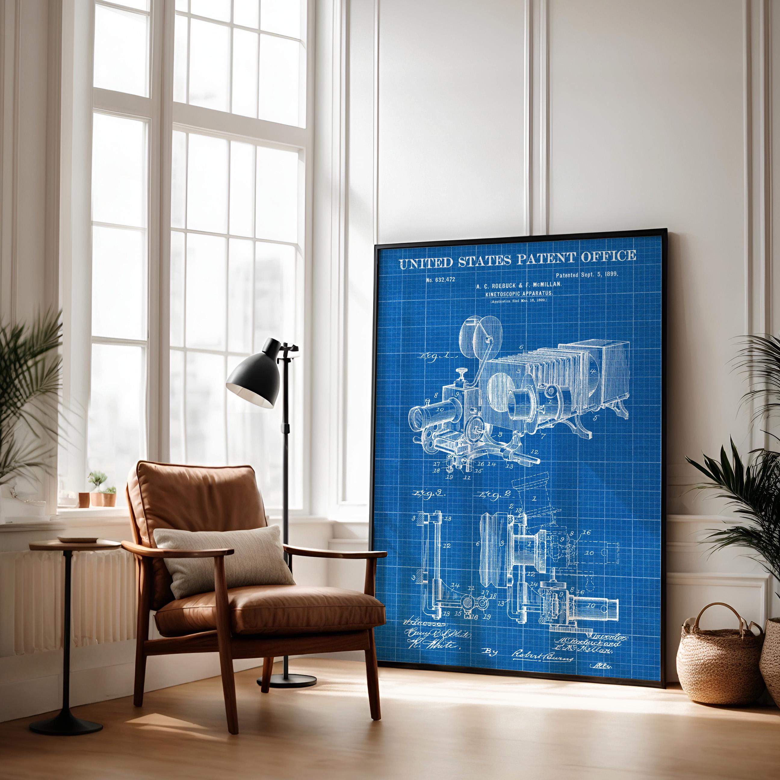 Kinetoscopic Apparatus Patent Poster - Vintage Invention Art, Cinema History Decor, Gift for Film Buffs, motion picture print [US632472]