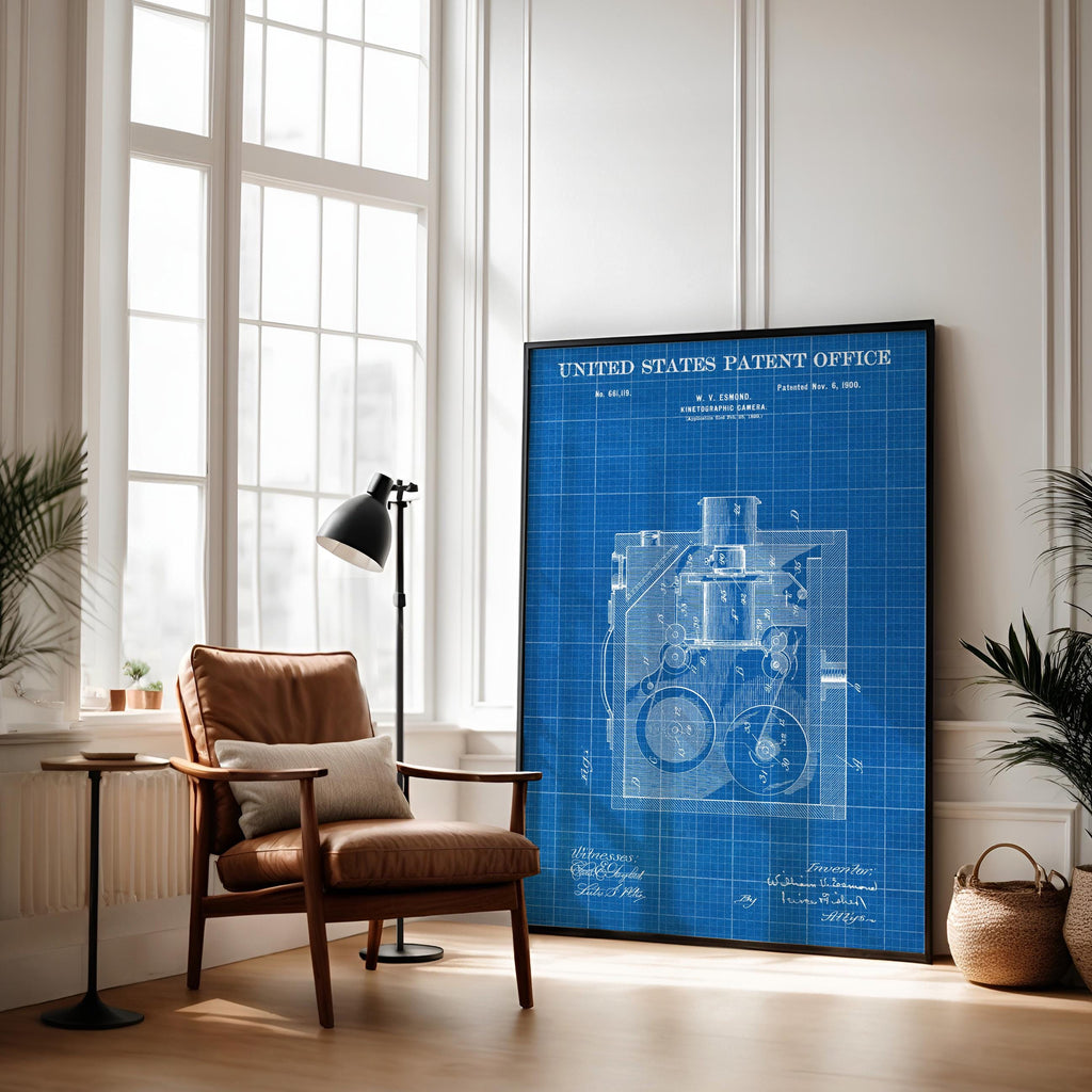 Kinetographic Camera (Esmond) Patent Poster - Historic Movie Camera Art, Gift for Film History Fans, vintage cinema print (US661119-1)