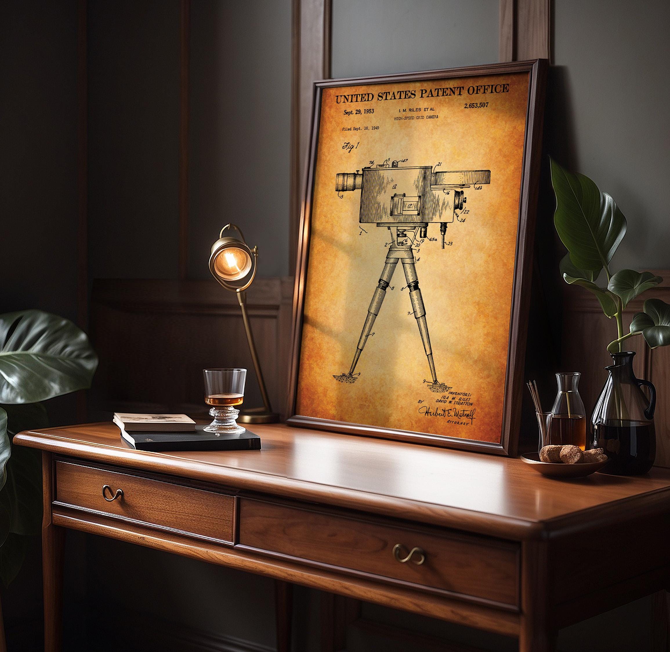 High-speed grid Camera Patent Poster - Technical vintage print, cinema wall art, cinephile gift, motion picture history decor (US2653507-1)