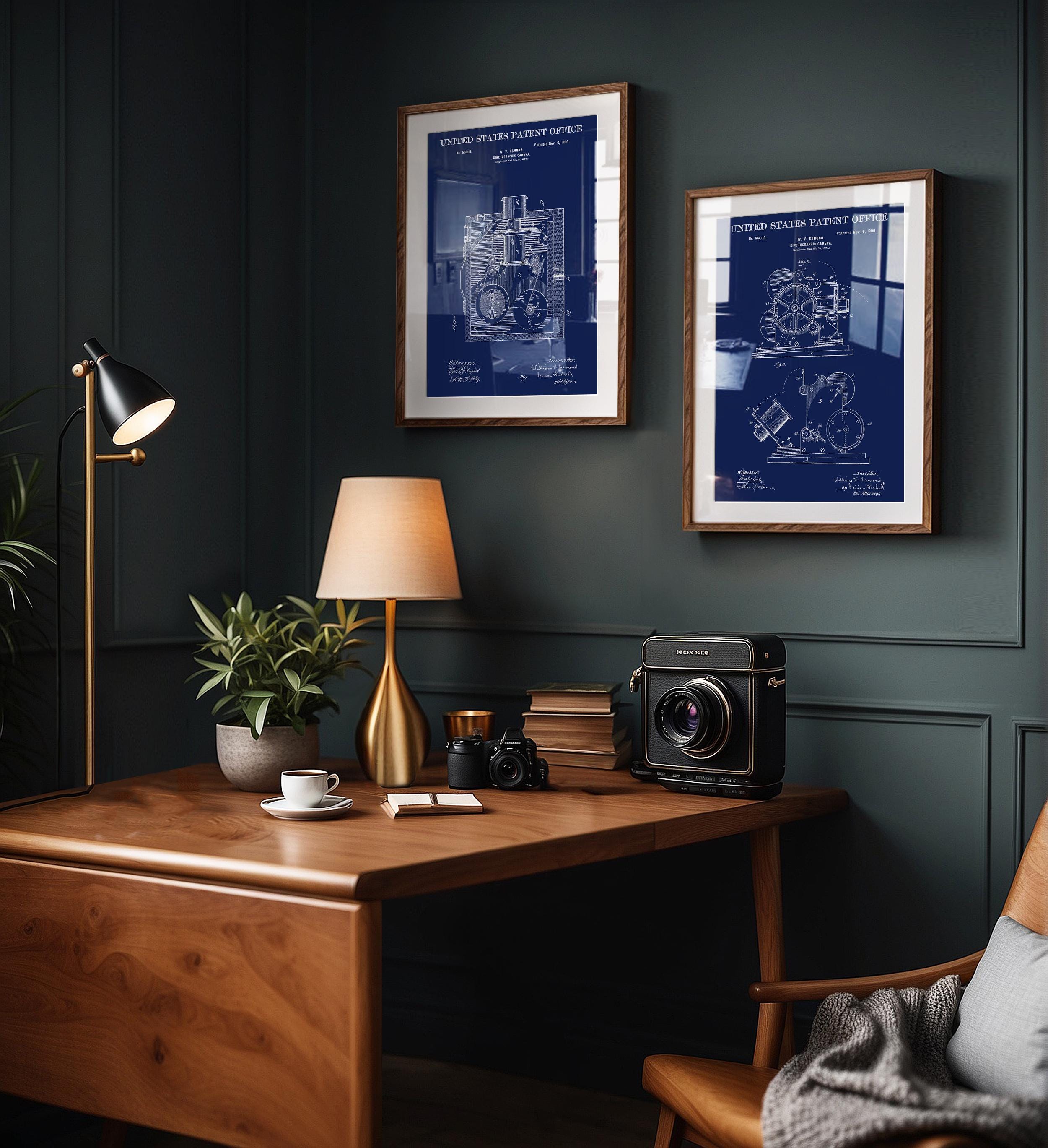 Set x2 Kinetographic Camera Esmond patent Posters - Vintage prints, cinema wall art, film lover gift, history of cinema artwork (US661119)
