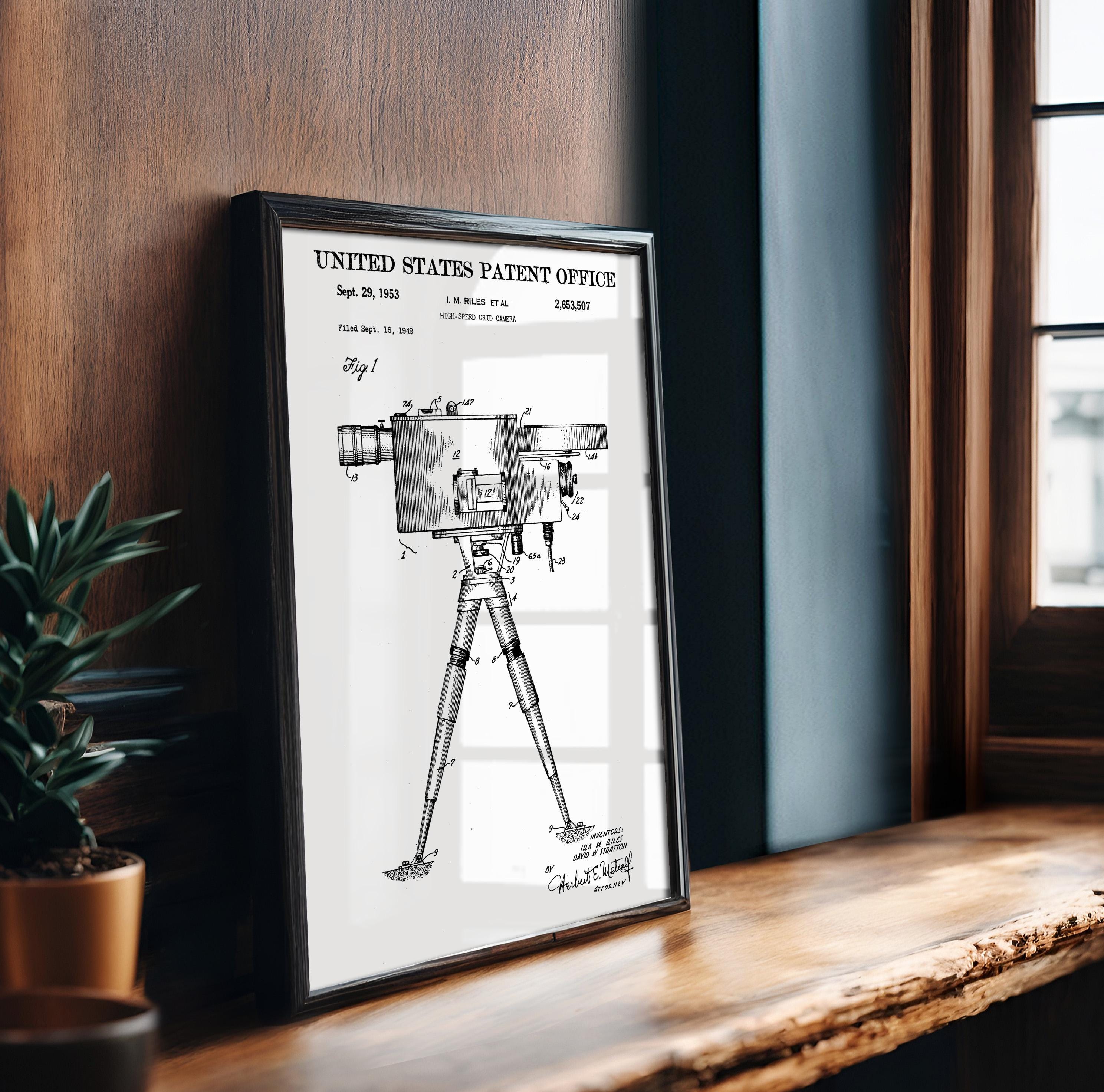 High-speed grid Camera Patent Poster - Technical vintage print, cinema wall art, cinephile gift, motion picture history decor (US2653507-1)