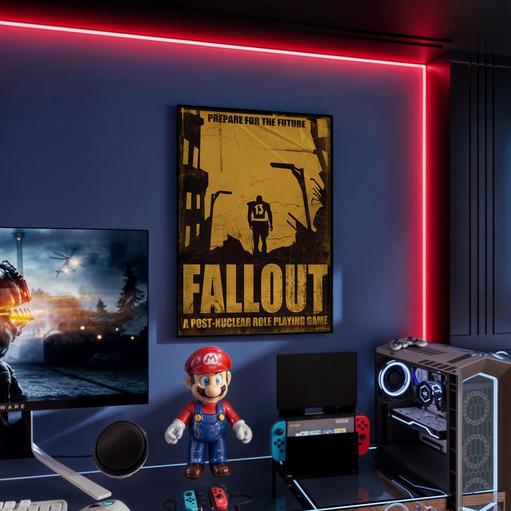 Fallout Poster - Post-Apocalyptic Videogame Art, Gamer Wall Print, Geek Decor Gift