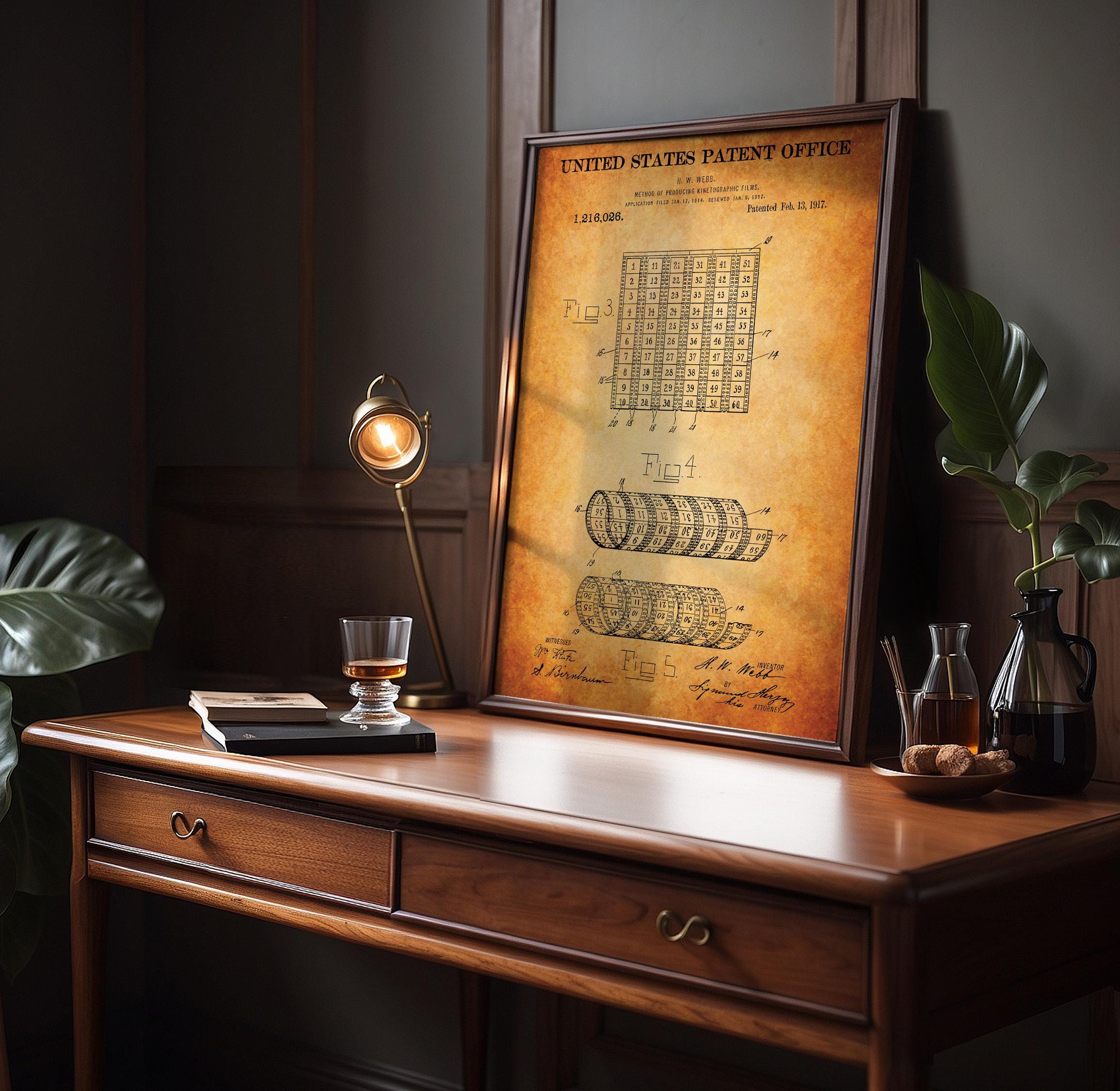 Method of Producing Kinetographic Films Patent Poster - Cinema Patent Print, Retro Wall Art, Historic Innovations Poster (US1216026-2)