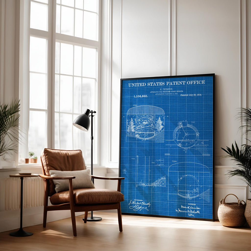 Apparatus for Producing Stage Effects (US1104846-X) Patent Poster - Vintage Print, Theater & Cinema Wall Art, Retro Decor