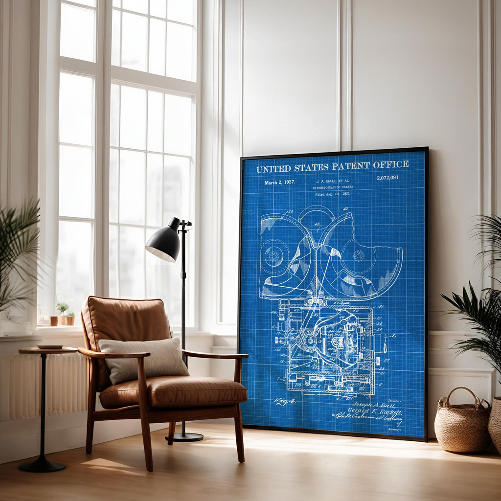 Cinematographic Camera (Ball) Patent Poster - Historic Film Camera Poster, Vintage Patent Print, Cinema Wall Art [US2072091-3]