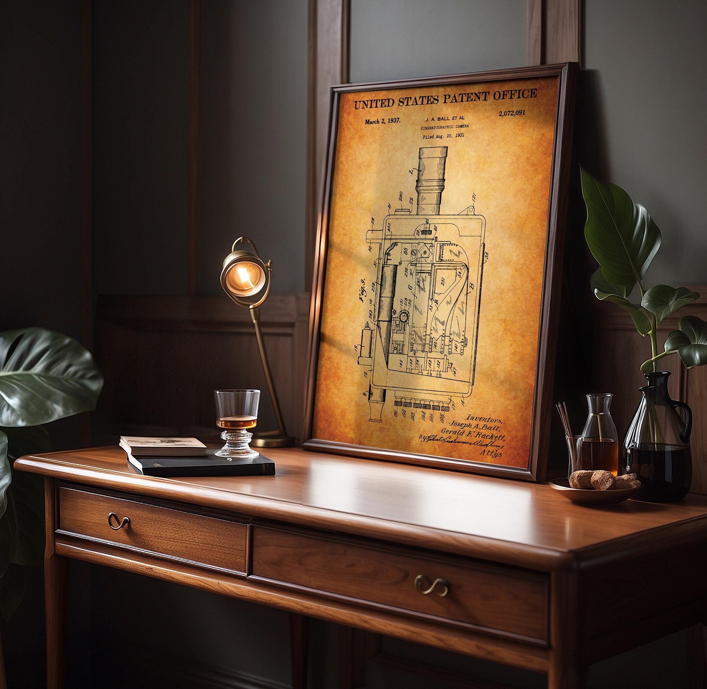 Cinematographic Camera (Ball) Patent Poster - Historic Film Camera Poster, Vintage Patent Print, Cinema Wall Art (US2072091-2)
