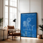 Film Rewind for Motion Picture Projector (US3388873-4) Patent Poster - Vintage wall art, technical movie print, gift for film lovers