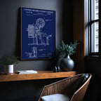 Film Rewind for Motion Picture Projector (US3388873-4) Patent Poster - Vintage wall art, technical movie print, gift for film lovers
