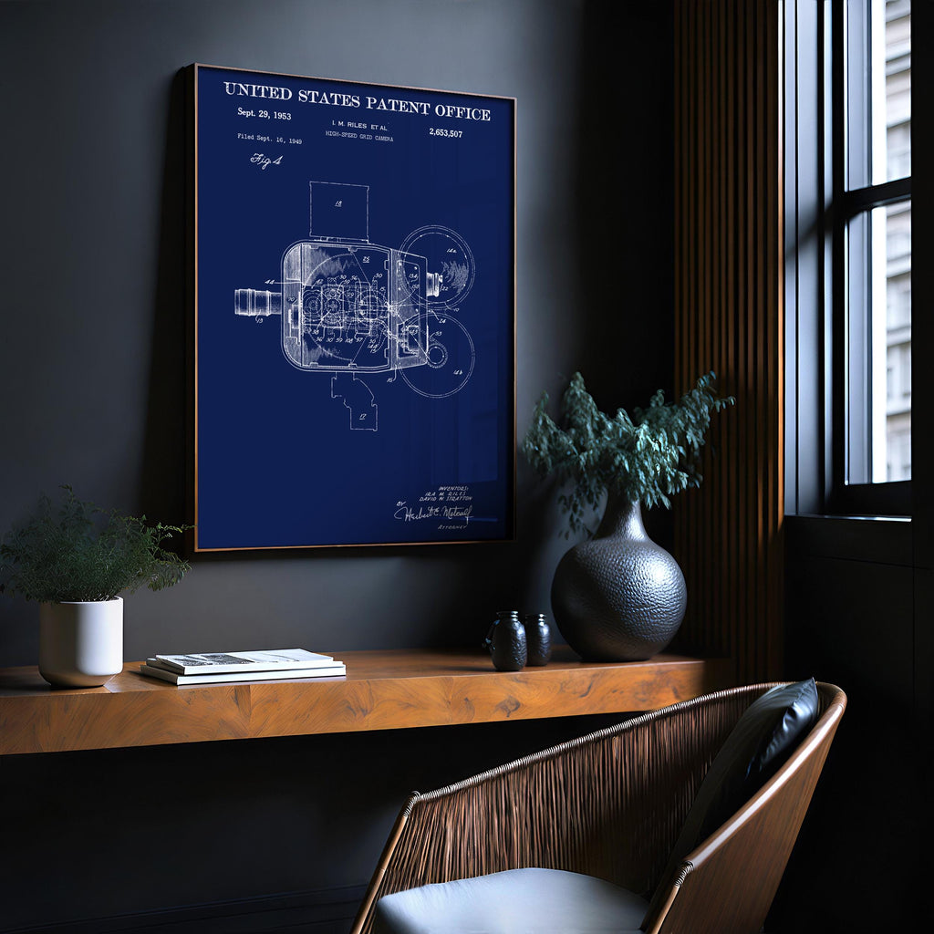 High-speed grid Camera (US2653507-4) Patent Poster - Technical vintage print, cinema wall art, cinephile gift, motion picture history decor
