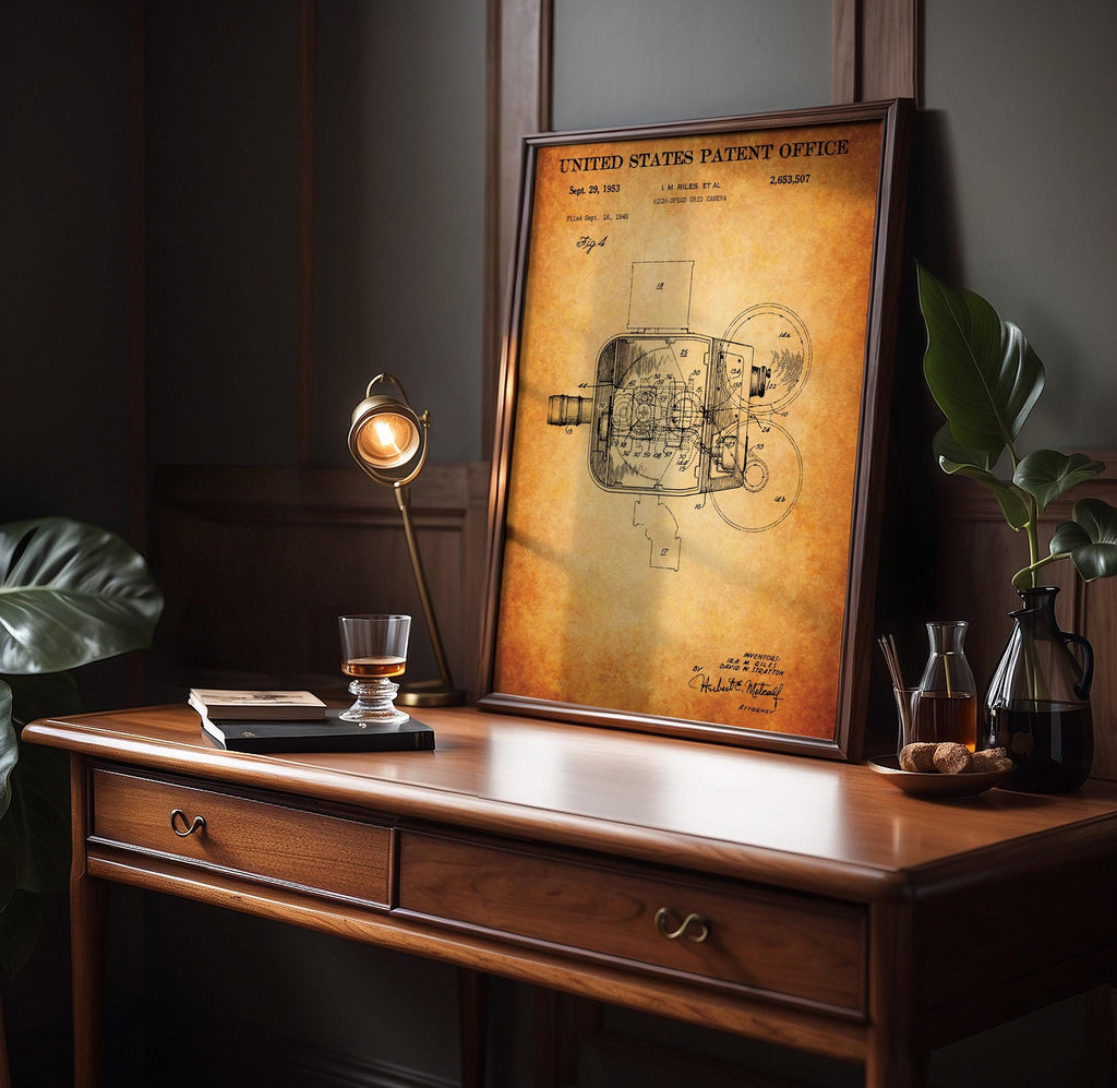 High-speed grid Camera (US2653507-4) Patent Poster - Technical vintage print, cinema wall art, cinephile gift, motion picture history decor