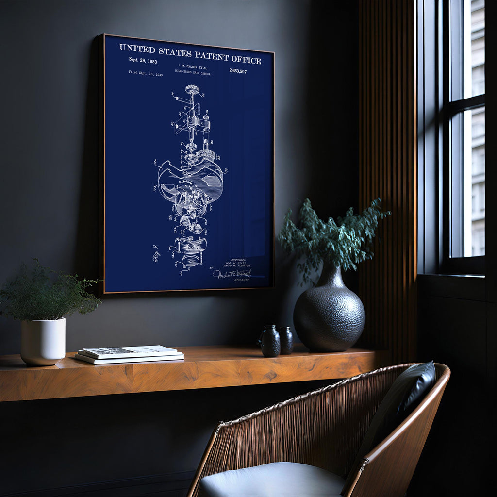 High-speed grid Camera Patent Poster - Technical vintage print, cinema wall art, cinephile gift, motion picture history decor (US2653507-5)
