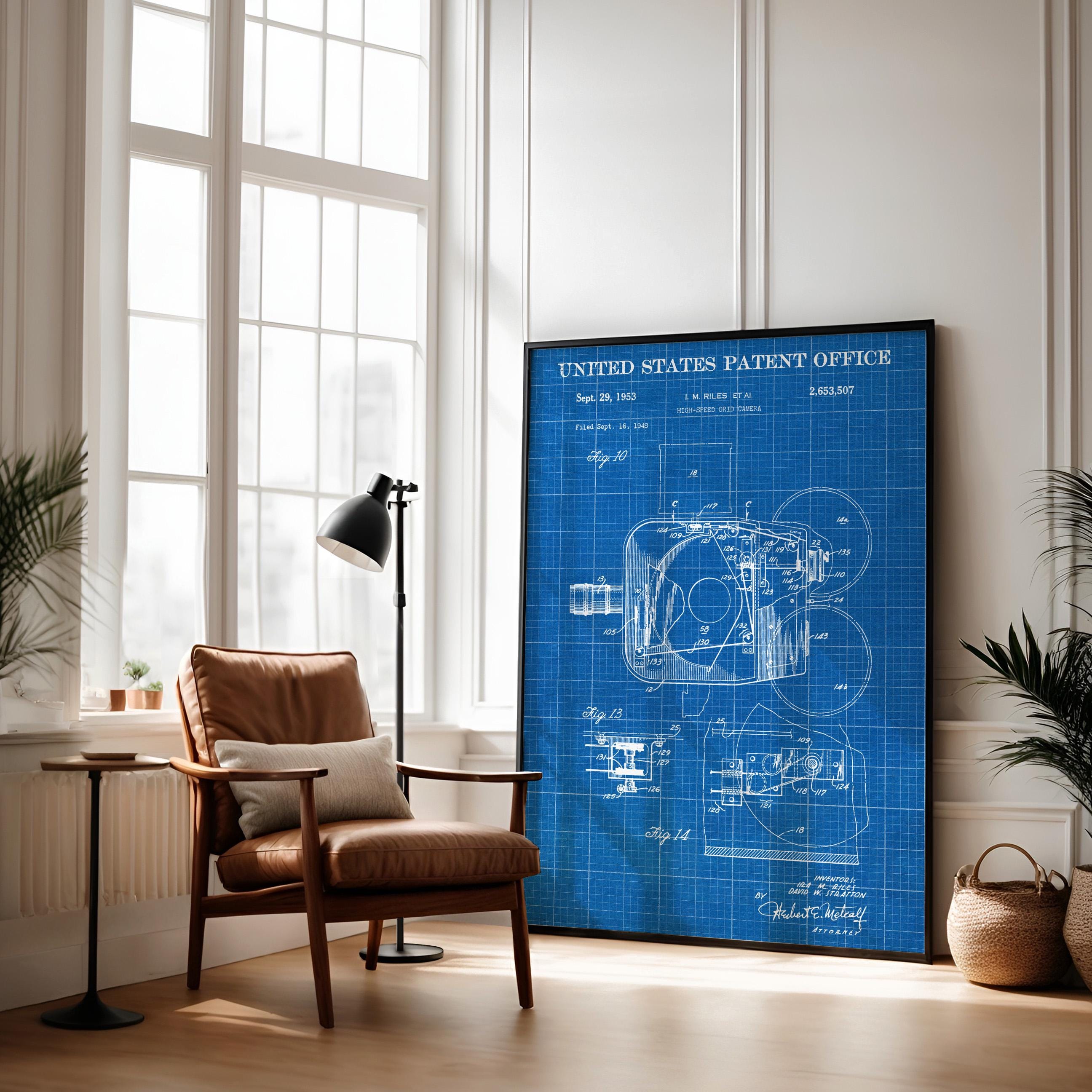High-speed grid Camera Patent Poster - Technical vintage print, cinema wall art, cinephile gift, motion picture history decor (US2653507-6)