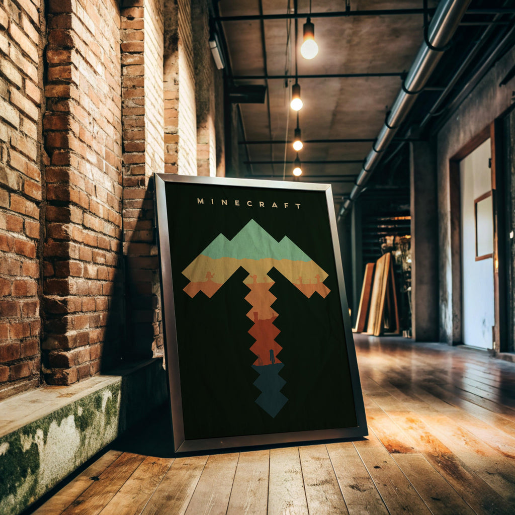 Minecraft Poster - Pixel Art Gaming Print, Gamer Room Decor, Retro Game Wall Art, Gift for Minecraft Fans