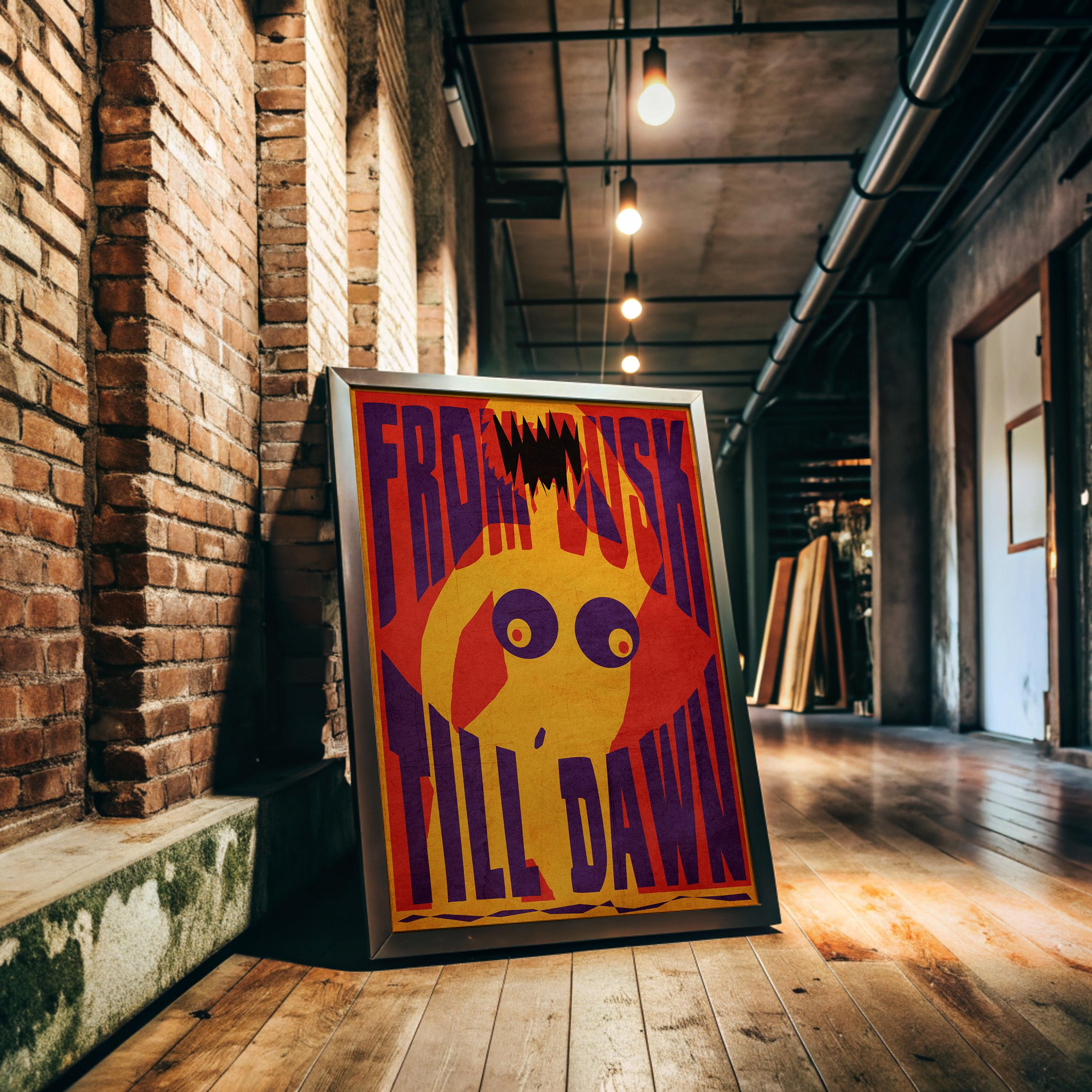 From Dusk Till Dawn Movie Poster - Cult Horror Wall Art, Tarantino Rodriguez Print, Vampire Film Decor, Gift Idea for Movie Fans