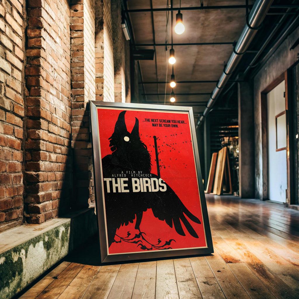 The Birds Alfred Hitchcock Movie Poster - Nature Thriller Art Print, Classic Cinema Decor, Suspense Fan Gift Idea