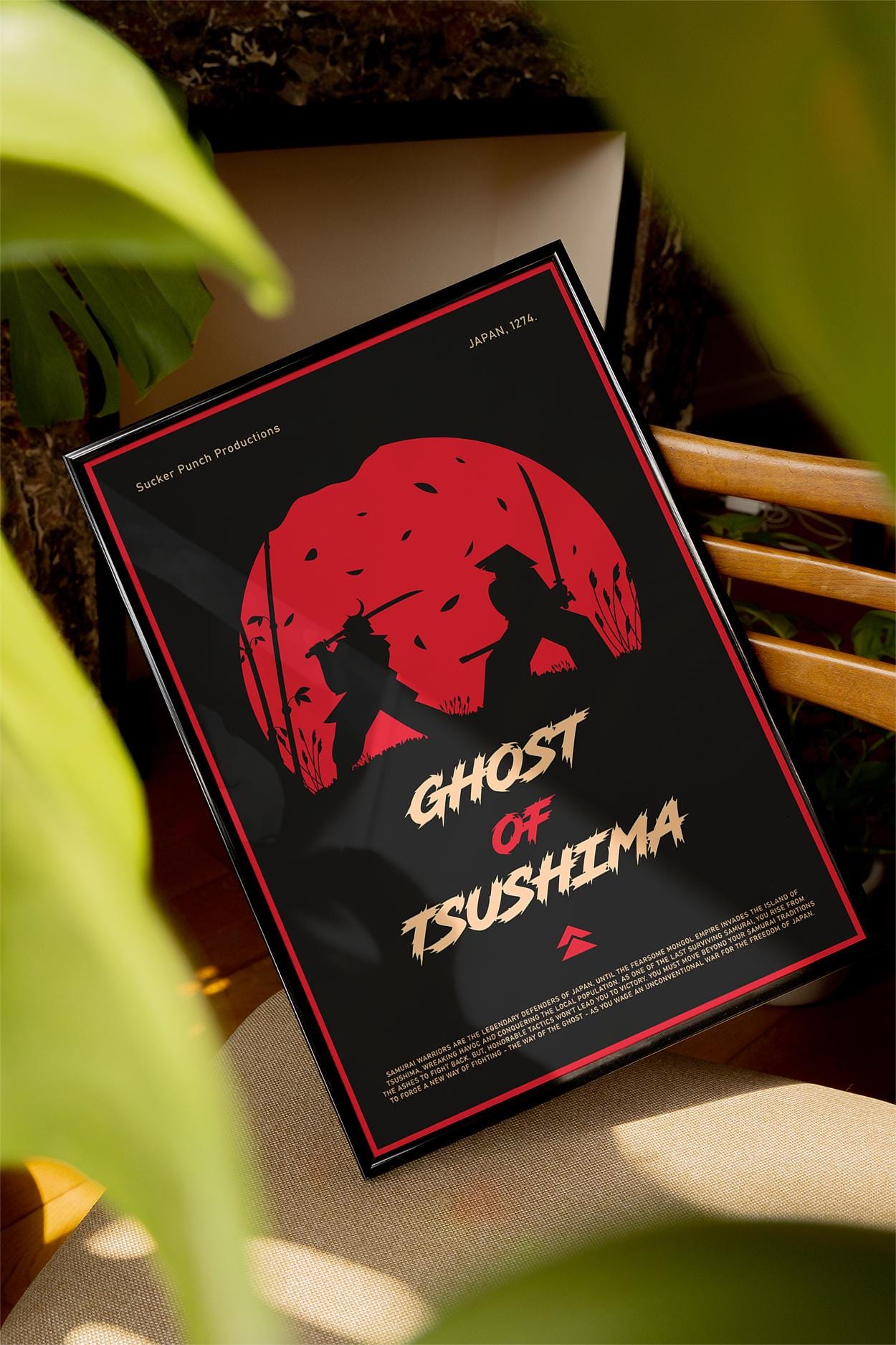 Ghost of Tsushima Poster - Samurai Action Game Art Print, Epic Gamer Wall Decor, Gift Idea for Video Game Fans