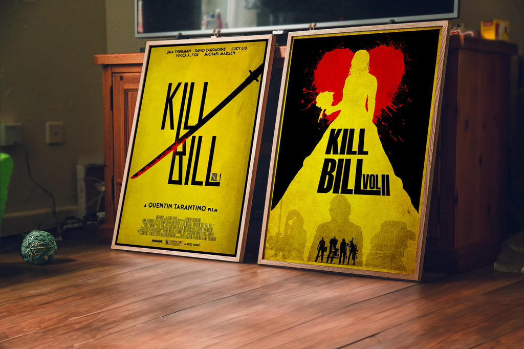 Kill Bill Vol 1 & 2 Movie Poster Set - Complete Tarantino Saga Print, Action Revenge Film Decor, Cult Fan Gift