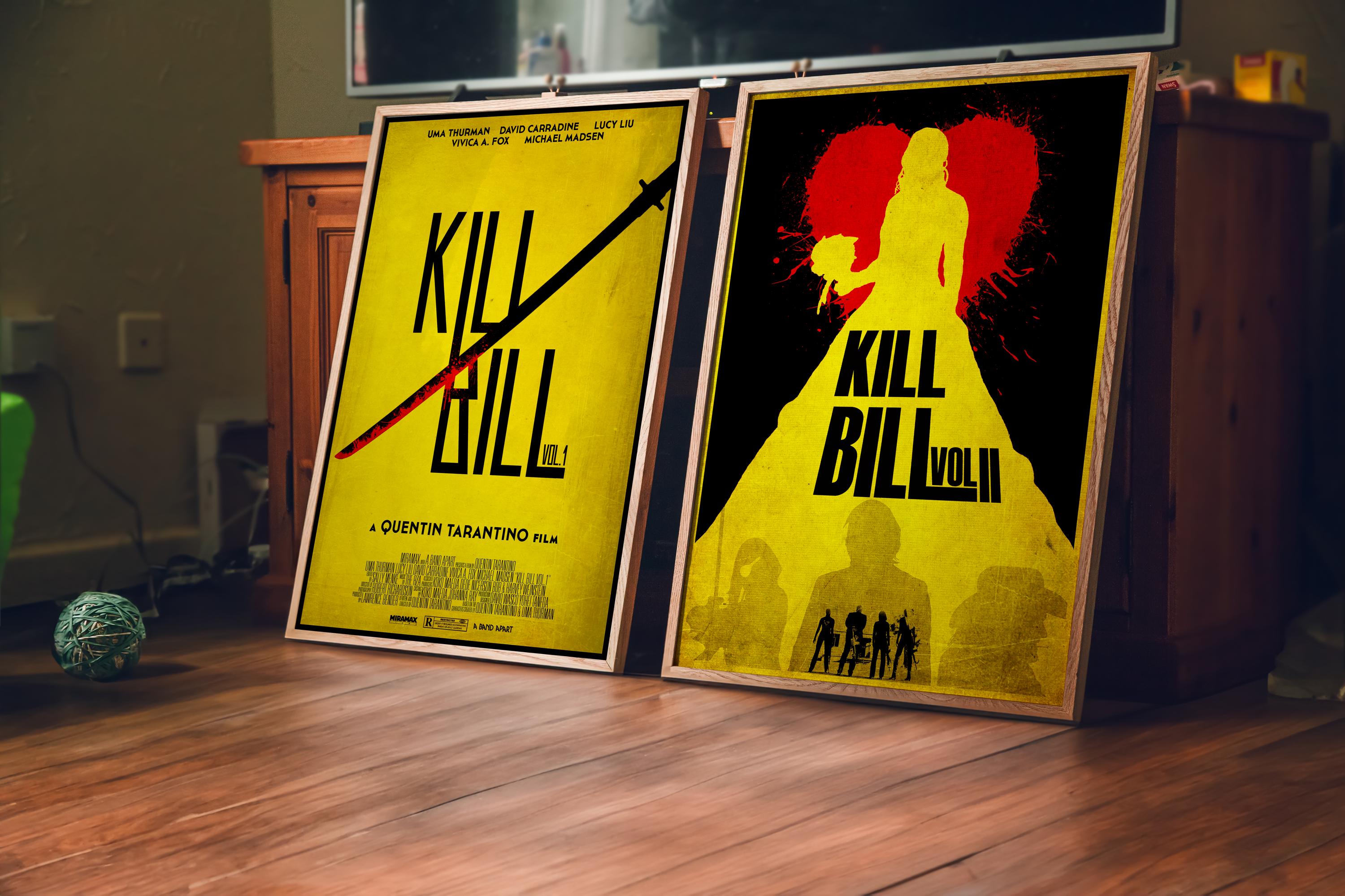 Kill Bill Vol 1 & 2 Movie Poster Set - Complete Tarantino Saga Print, Action Revenge Film Decor, Cult Fan Gift