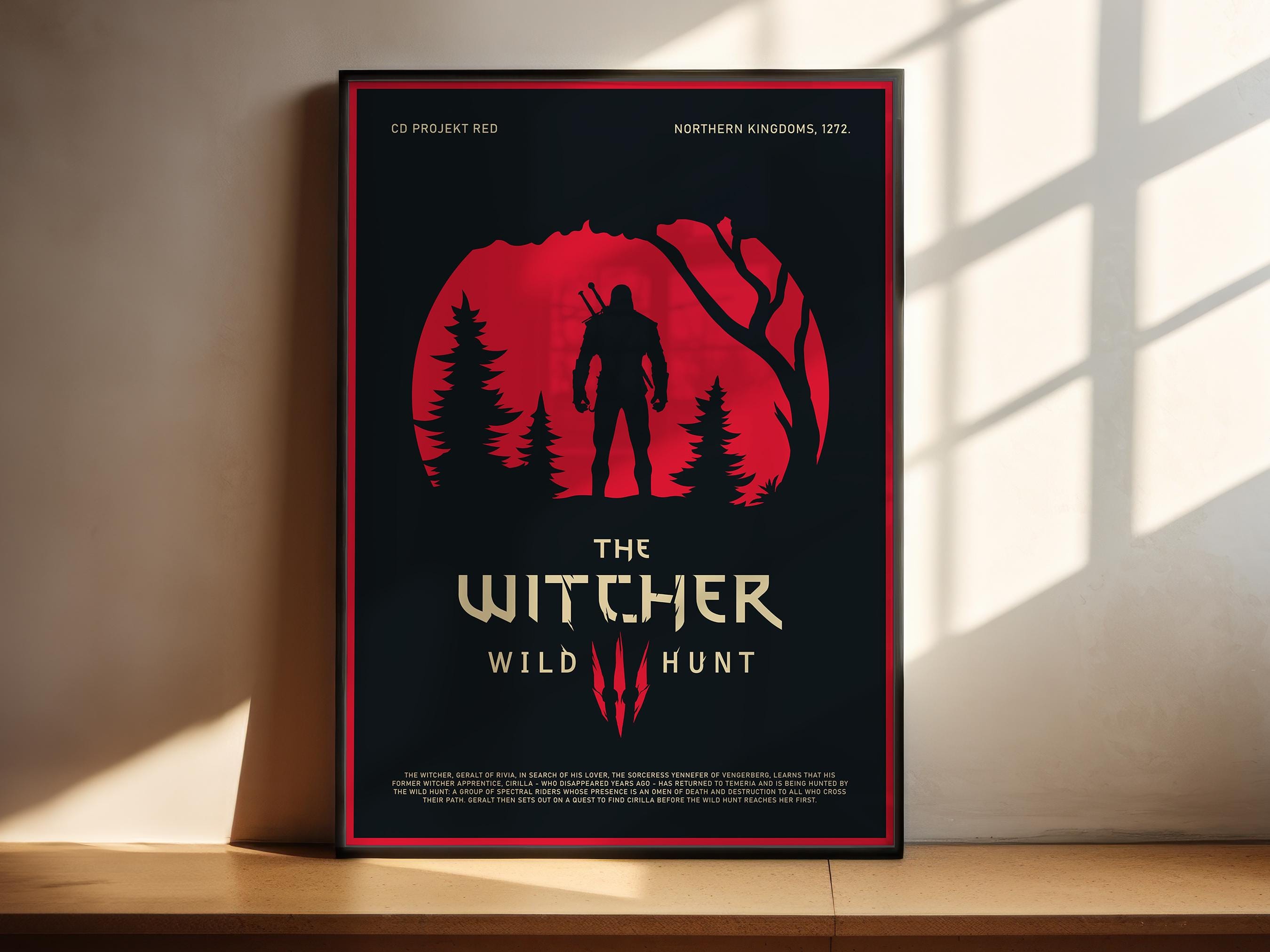 The Witcher 3 Poster - Wild Hunt Art Print, Fantasy Game Decor, RPG Gaming Poster, Gift for Gamer Room Setup