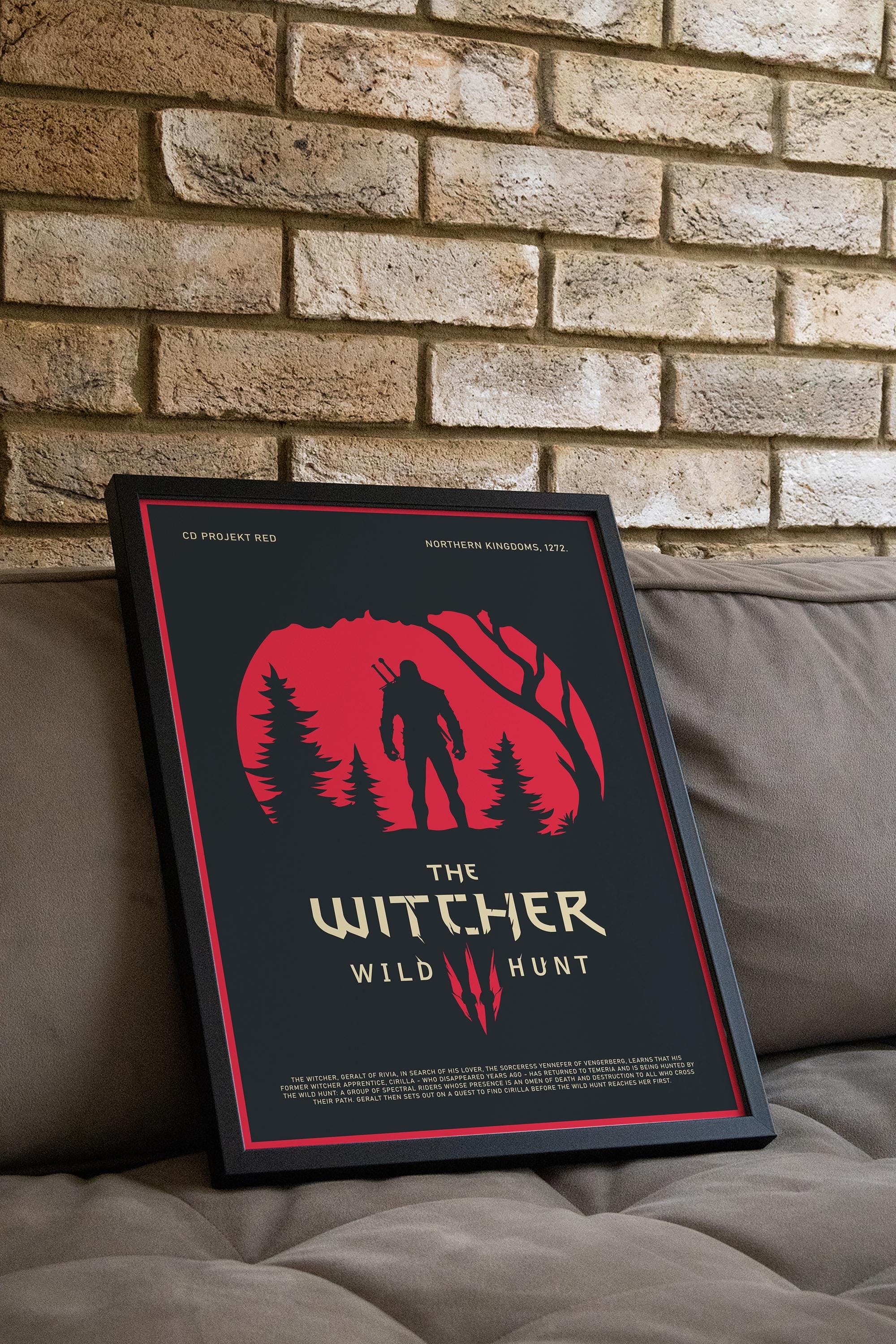 The Witcher 3 Poster - Wild Hunt Art Print, Fantasy Game Decor, RPG Gaming Poster, Gift for Gamer Room Setup