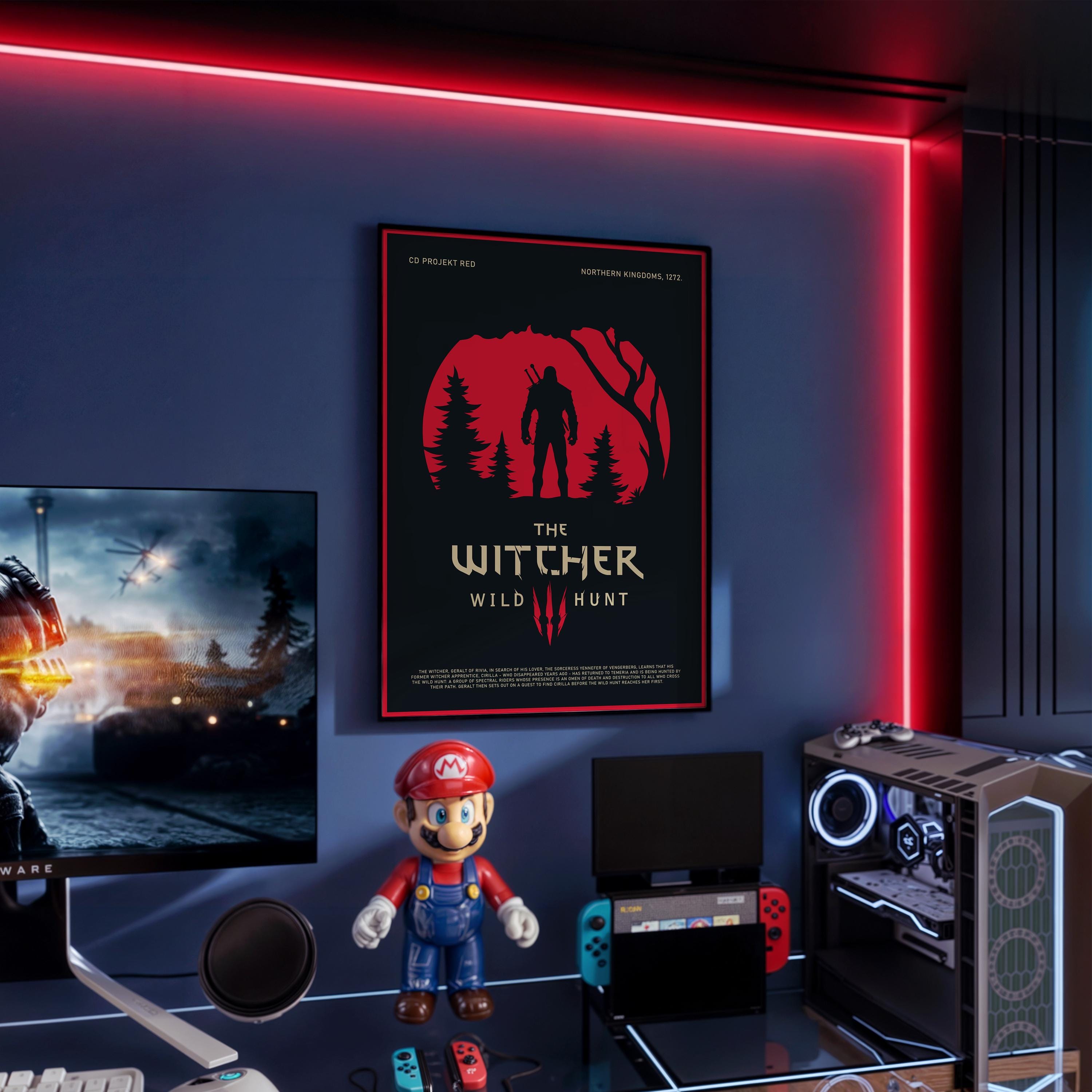 The Witcher 3 Poster - Wild Hunt Art Print, Fantasy Game Decor, RPG Gaming Poster, Gift for Gamer Room Setup