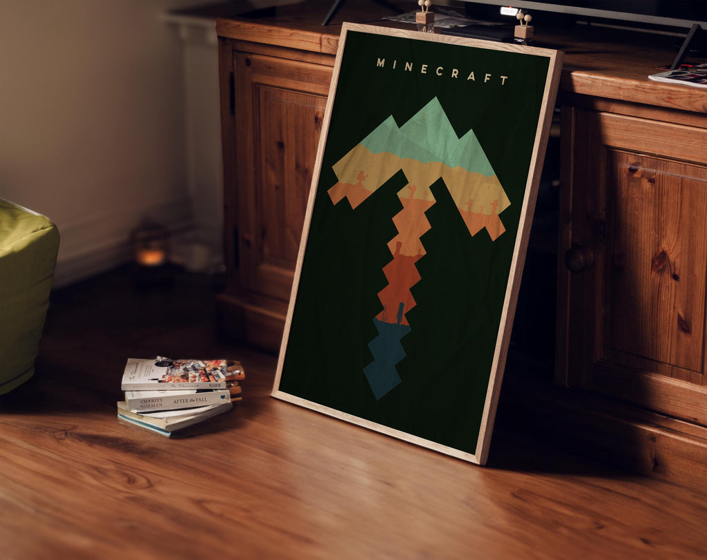 Minecraft Poster - Pixel Art Gaming Print, Gamer Room Decor, Retro Game Wall Art, Gift for Minecraft Fans