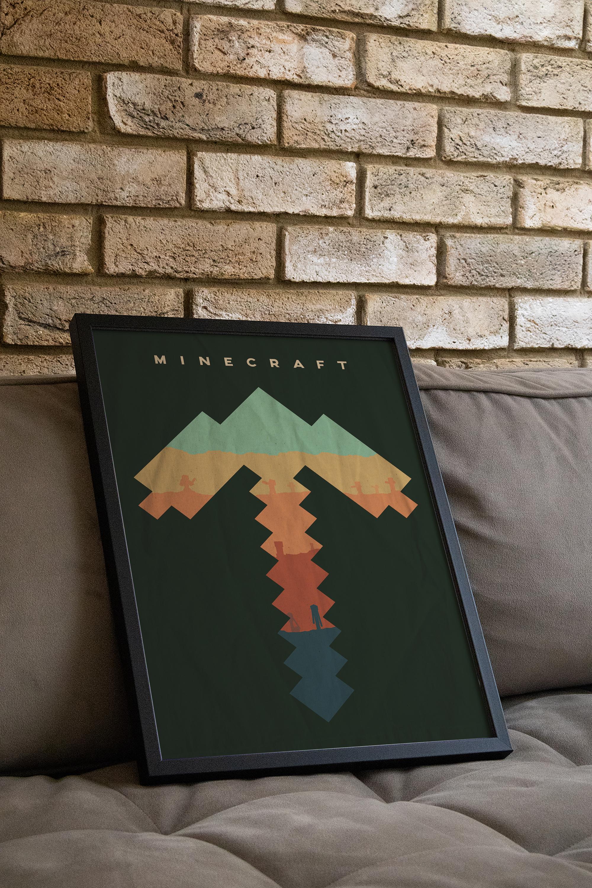 Minecraft Poster - Pixel Art Gaming Print, Gamer Room Decor, Retro Game Wall Art, Gift for Minecraft Fans