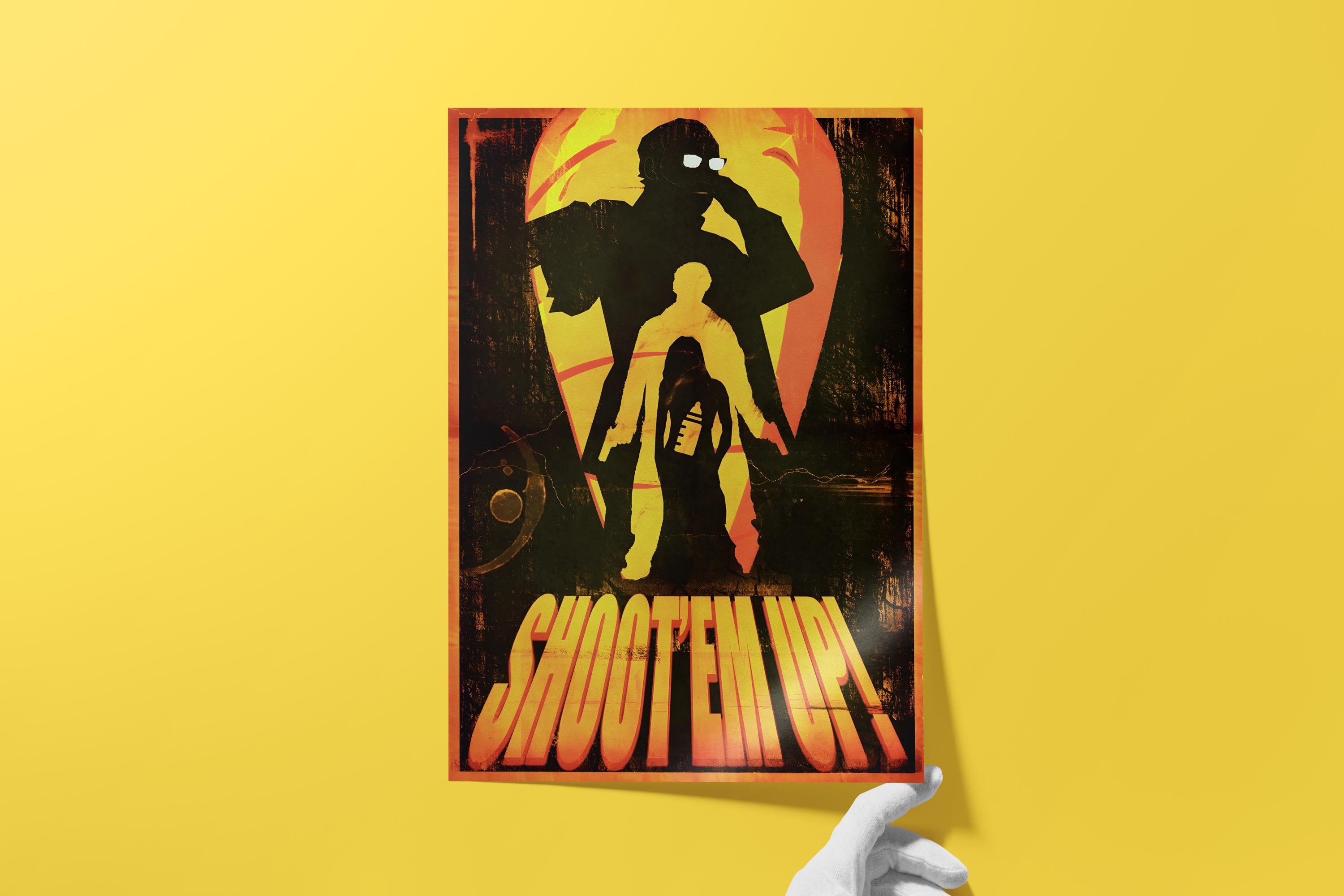 Shoot 'Em Up Movie Poster - Action Film Wall Art, Gunfight Cinema Print, Pulp Style Decor, Gift Idea for Adrenaline Junkies