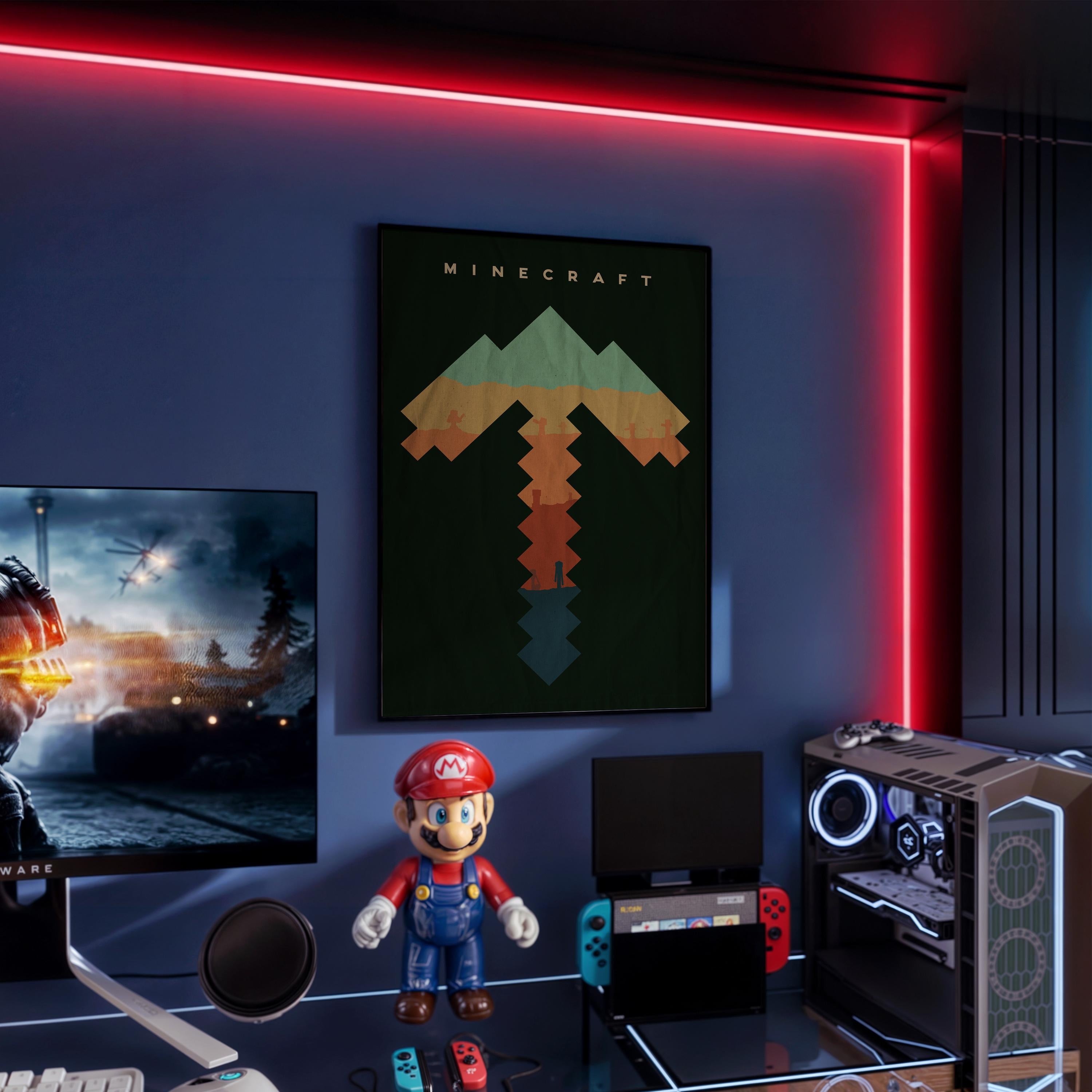 Minecraft Poster - Pixel Art Gaming Print, Gamer Room Decor, Retro Game Wall Art, Gift for Minecraft Fans