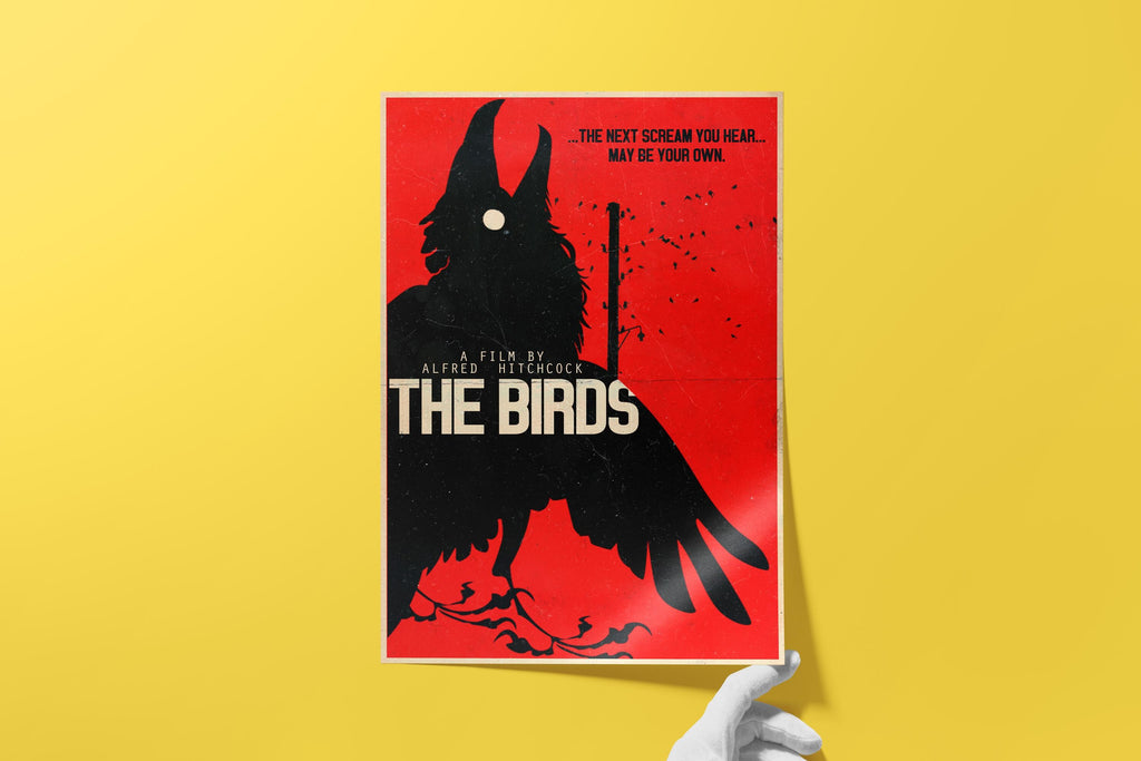 The Birds Alfred Hitchcock Movie Poster - Nature Thriller Art Print, Classic Cinema Decor, Suspense Fan Gift Idea