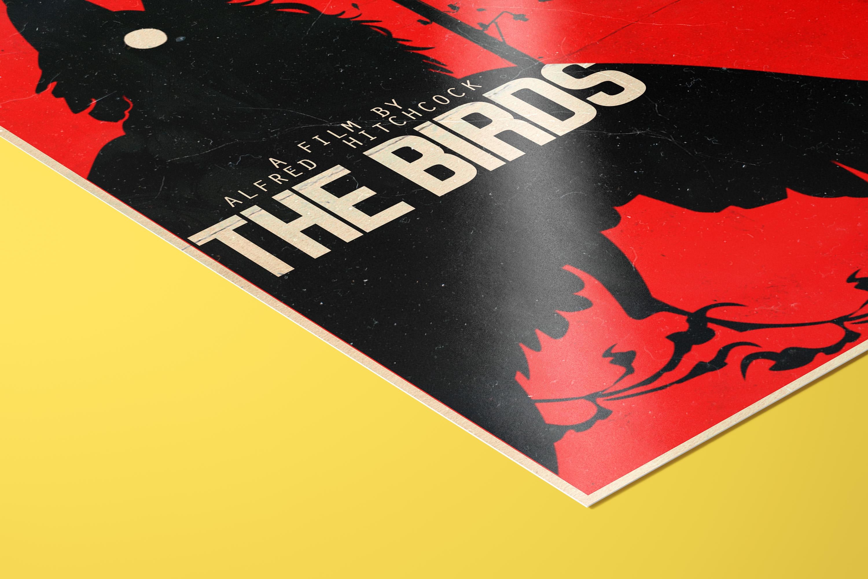 The Birds Alfred Hitchcock Movie Poster - Nature Thriller Art Print, Classic Cinema Decor, Suspense Fan Gift Idea