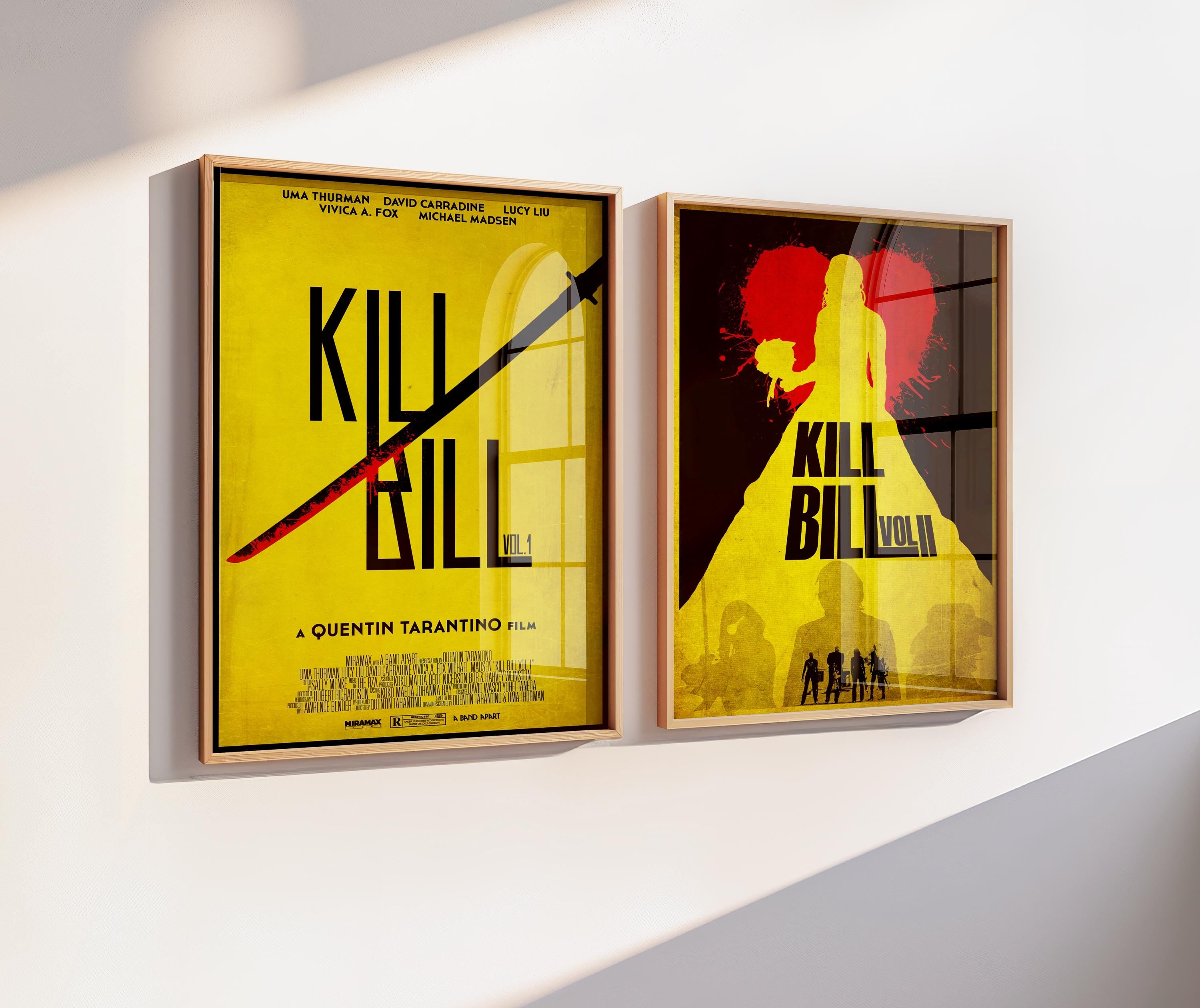 Kill Bill Vol 1 & 2 Movie Poster Set - Complete Tarantino Saga Print, Action Revenge Film Decor, Cult Fan Gift
