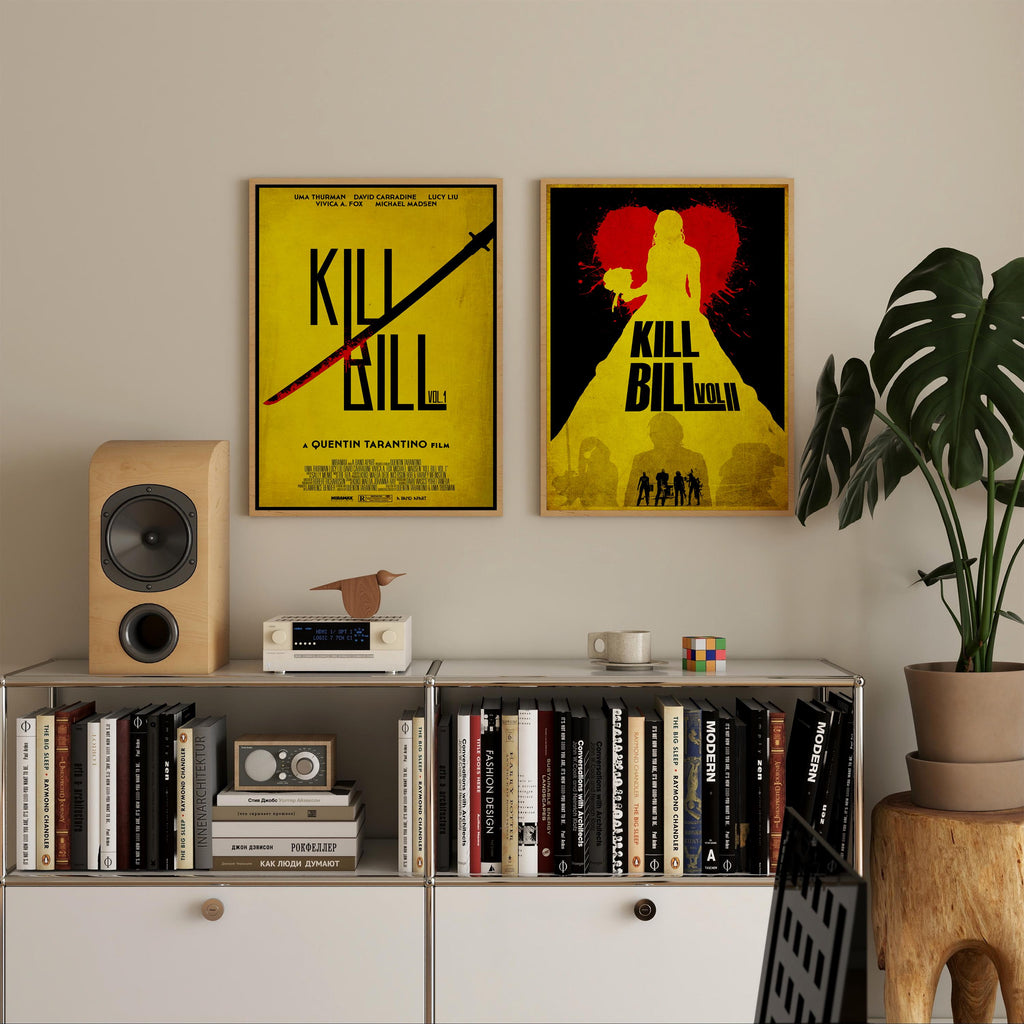 Kill Bill Vol 1 & 2 Movie Poster Set - Complete Tarantino Saga Print, Action Revenge Film Decor, Cult Fan Gift
