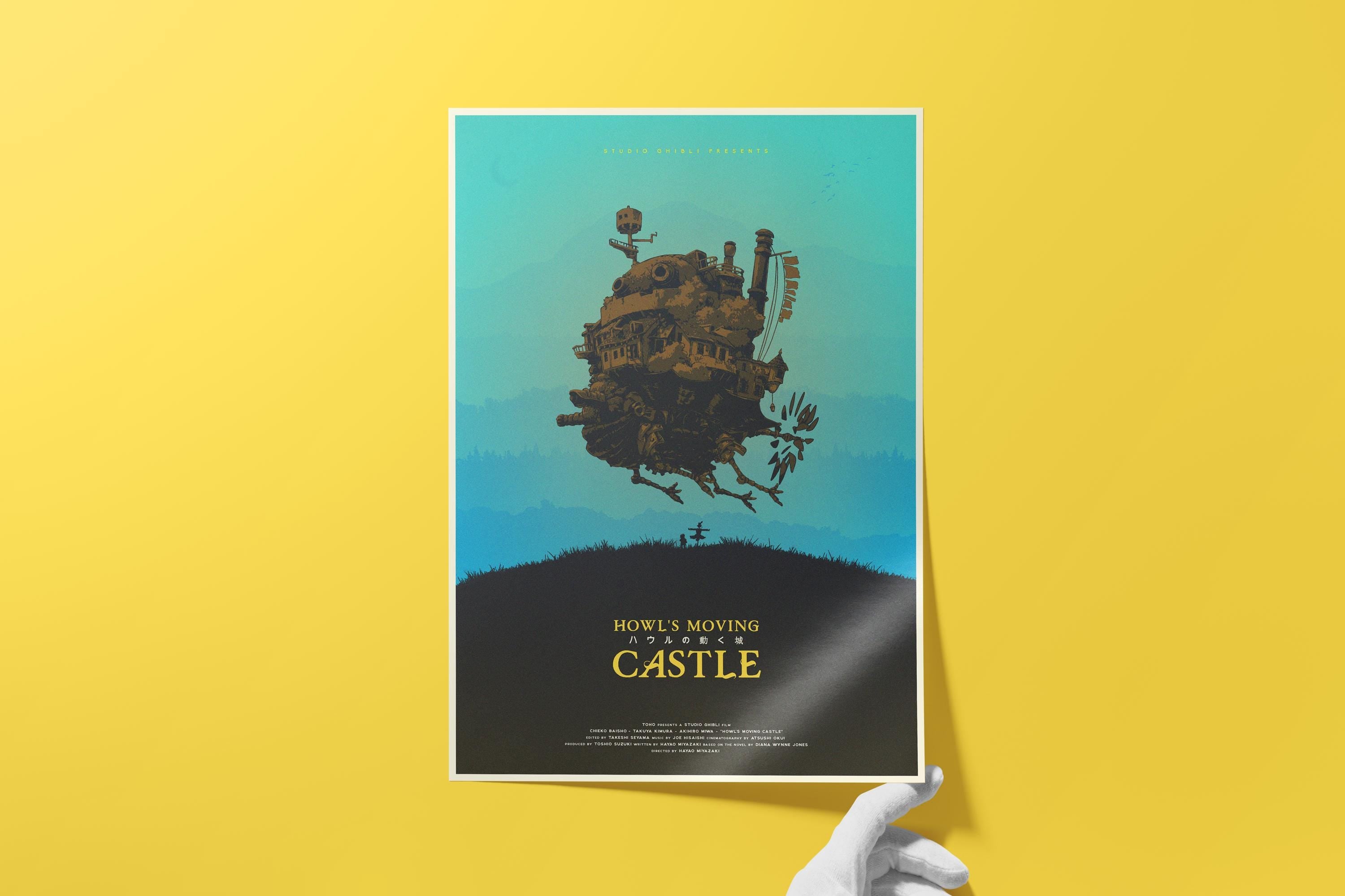 Studio Ghibli Movie Poster Set of 4 - Totoro Spirited Away Castle Howl Art Print, Japanese Animation Decor, Anime Fan Gift