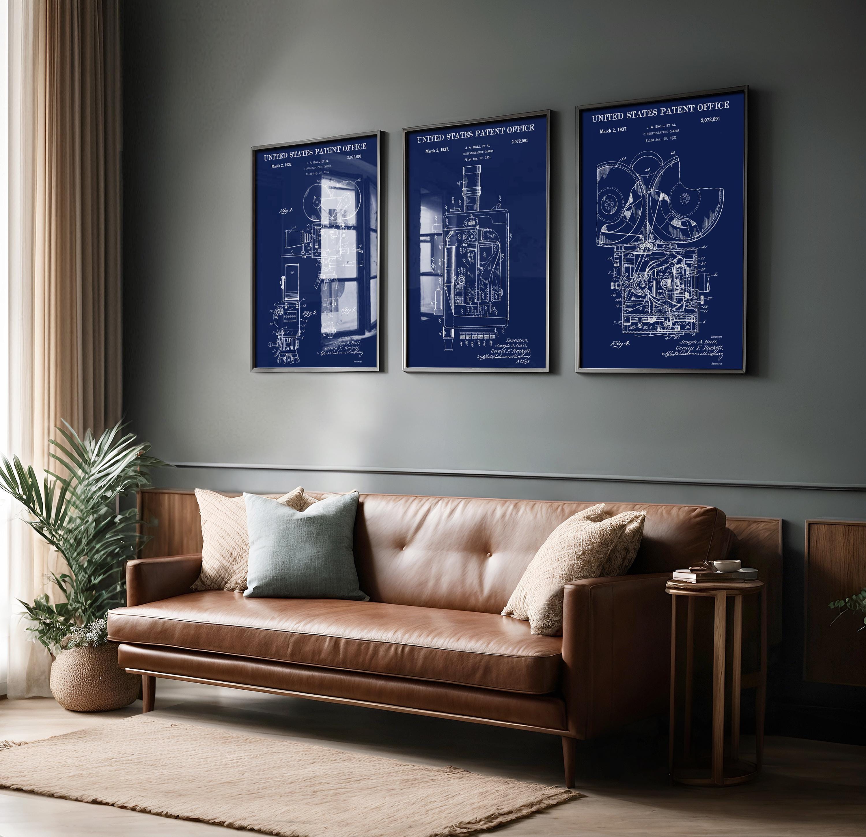 Set of 3 Patent Posters Cinema Camera - Vintage Prints, Cinema Room Decoration, Gift Idea for Cinephiles, History of Cinema [US2072091]