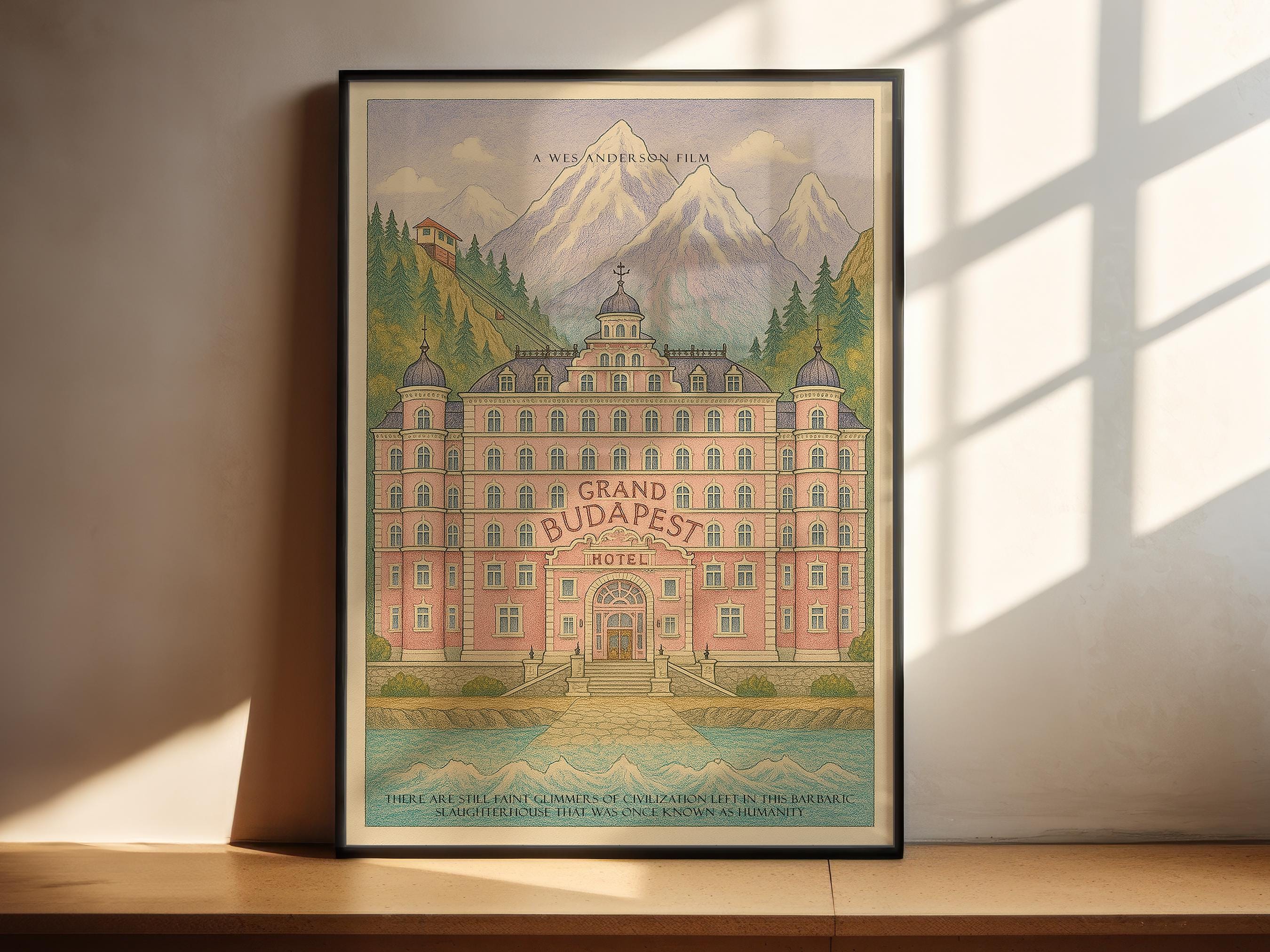 The Grand Budapest Hotel Poster - Wes Anderson Art Print, Comedy Movie Decor, Film Design Fan Gift Idea
