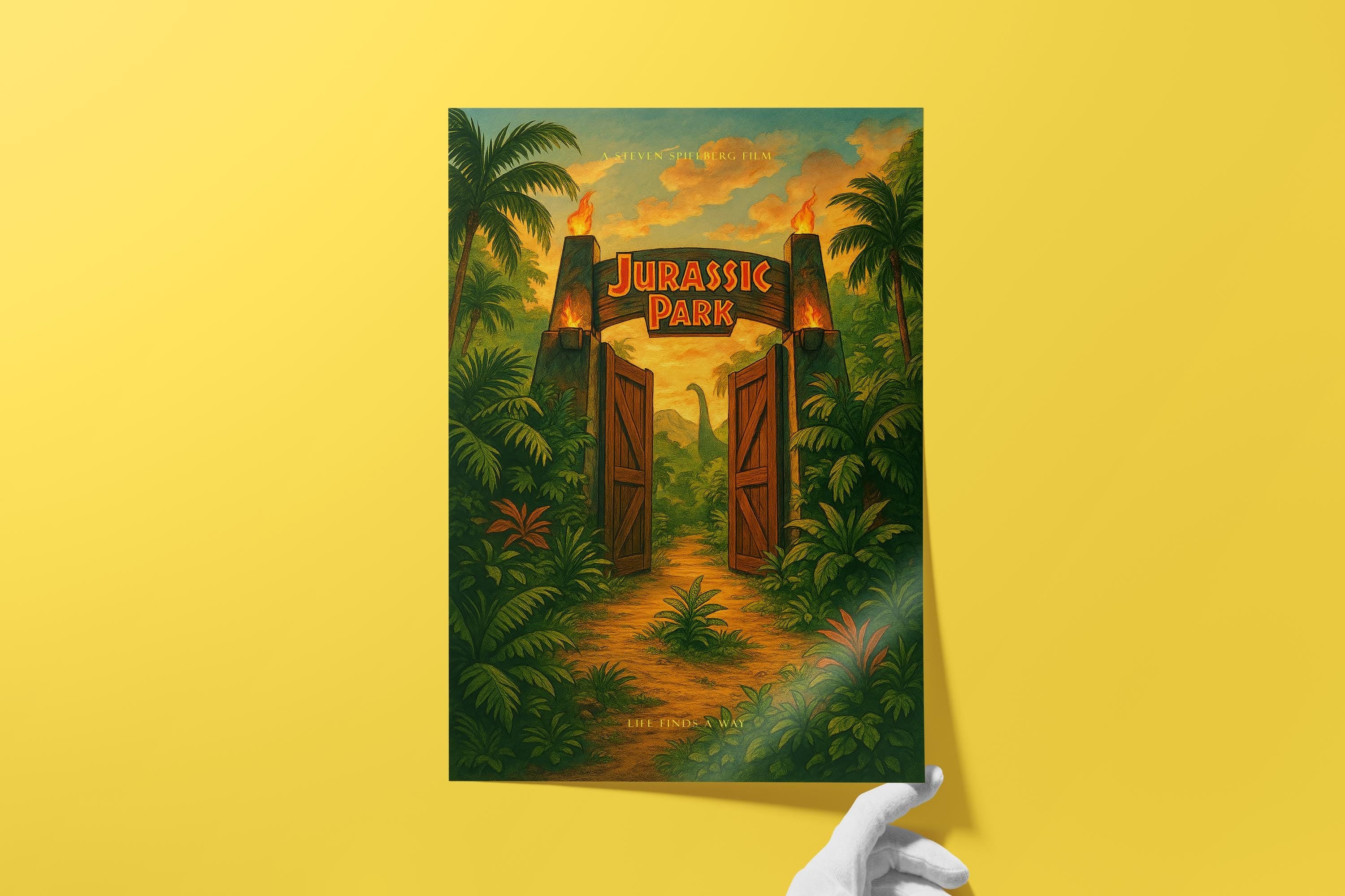 Jurassic Park Cult Movie Poster - Dinosaur Adventure Print, Spielberg Cinema Decor, 90s Fan Gift Idea