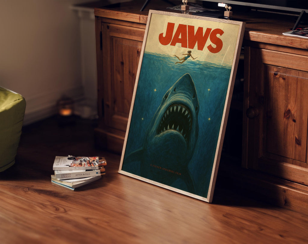 Jaws Movie Cult Poster - Summer Thriller Spielberg Print, 70s Cinema Decor, Horror Fan Gift Idea