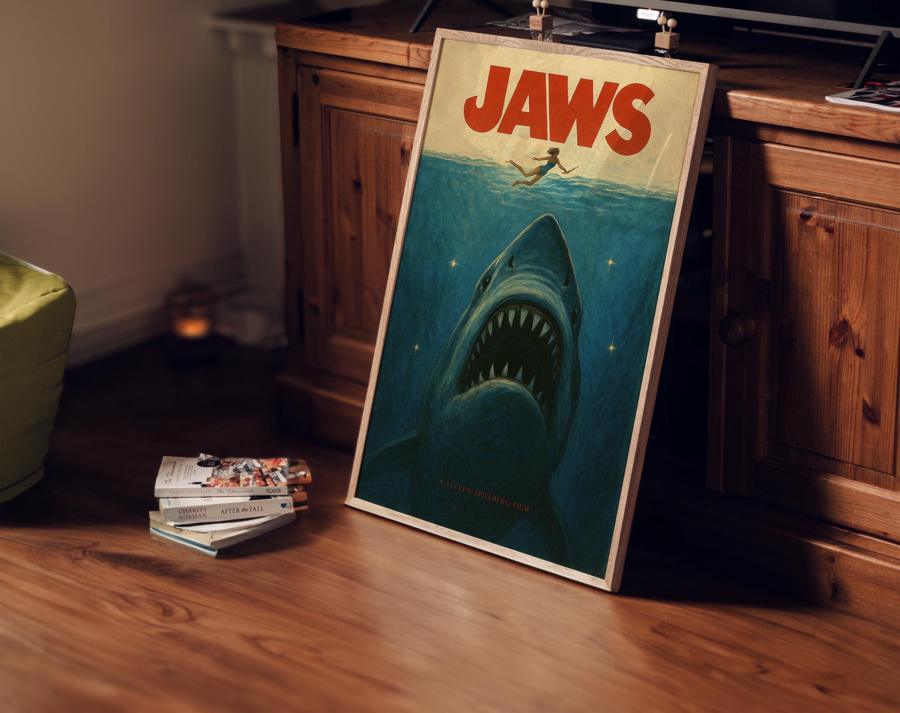 Jaws Movie Cult Poster - Summer Thriller Spielberg Print, 70s Cinema Decor, Horror Fan Gift Idea